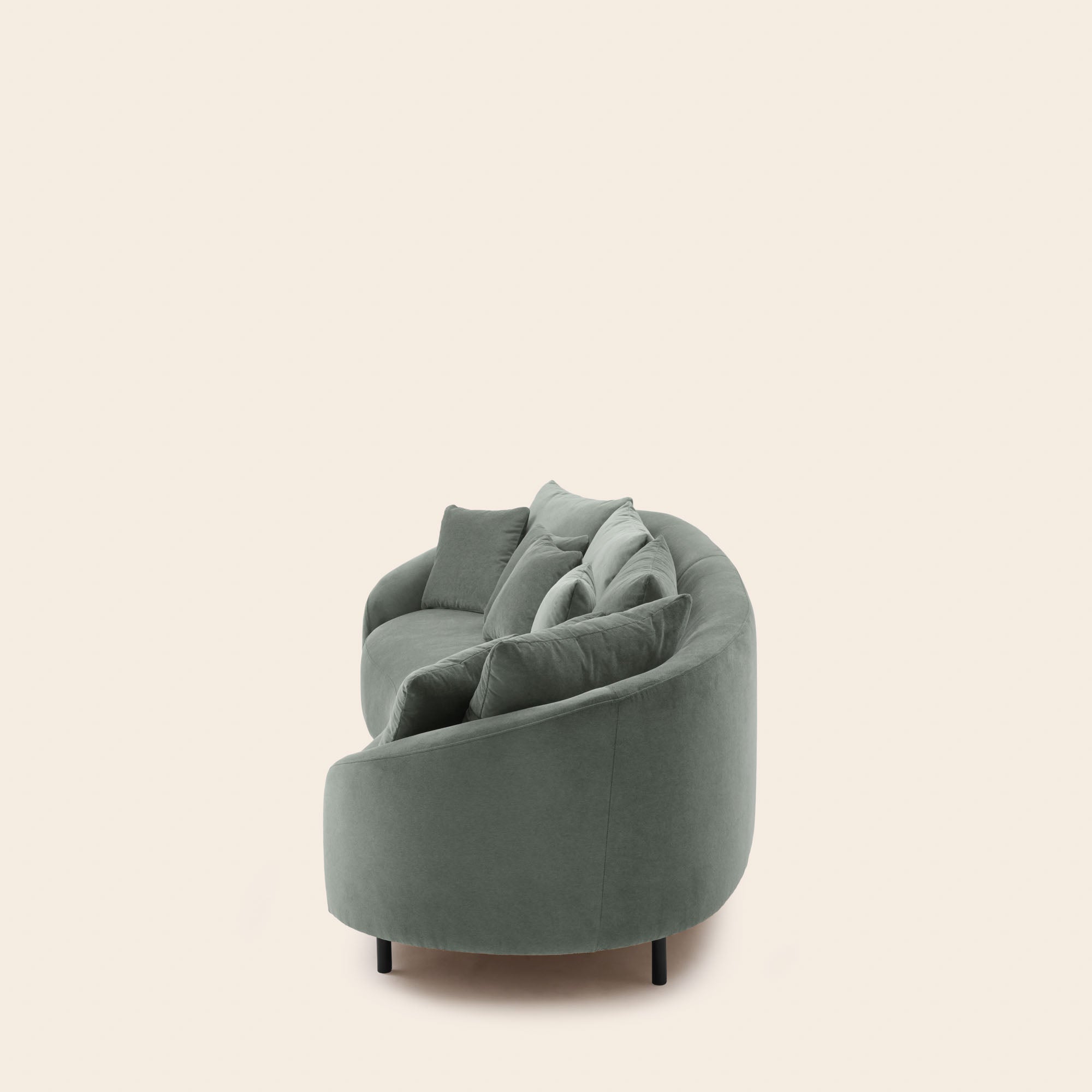 Canapé 3 places JULIKA velours kaki grisé