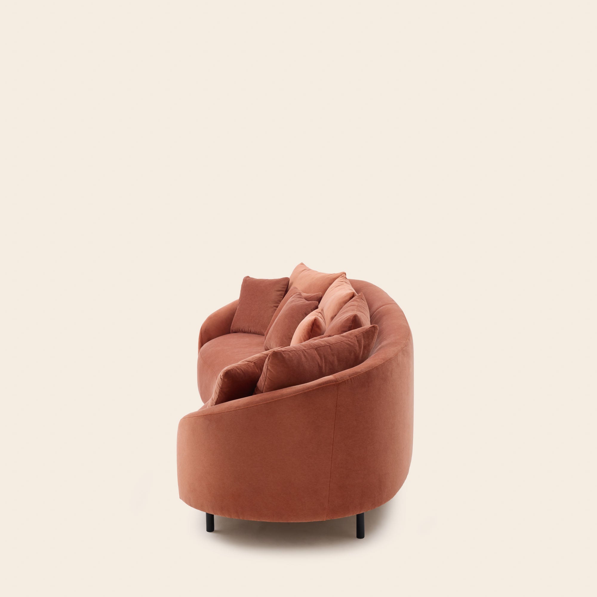 Canapé 3 places JULIKA velours orange corail