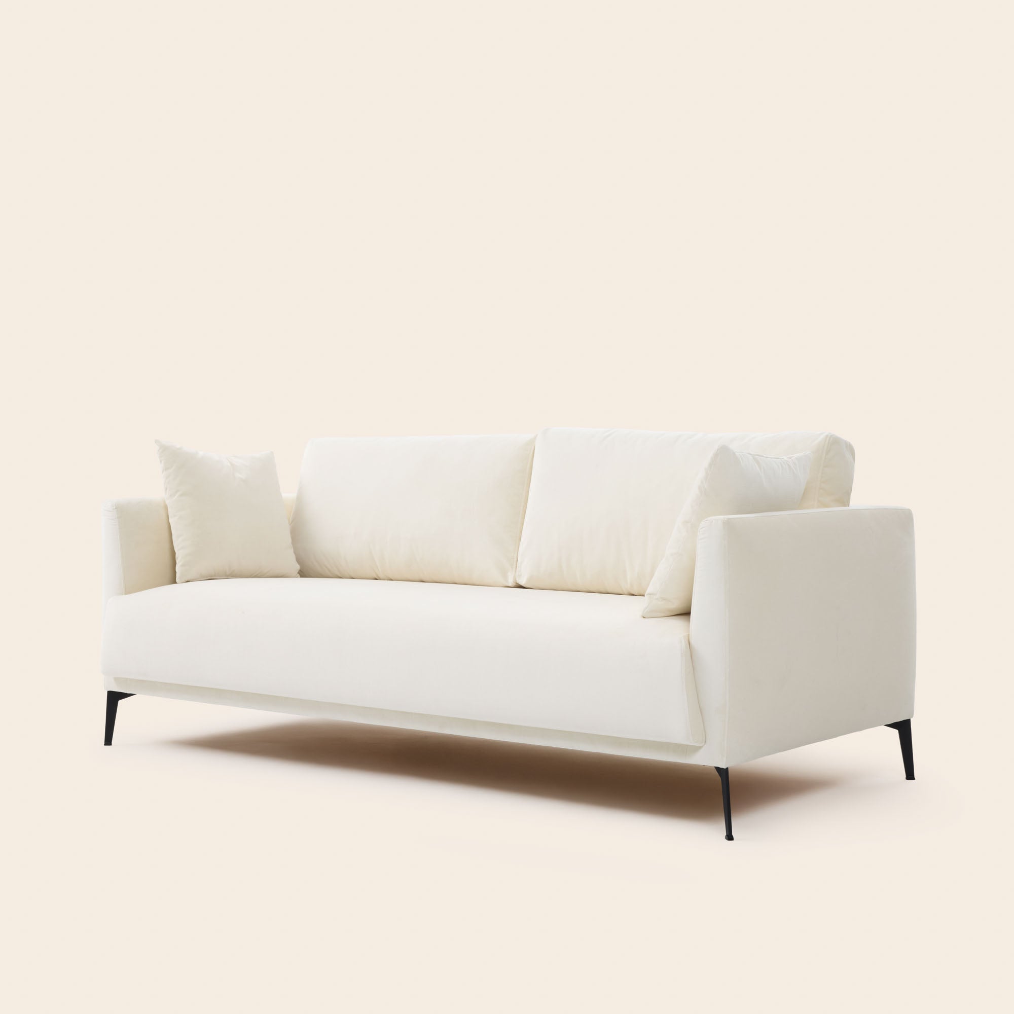 Canapé 3 places ODELLE velours ivoire