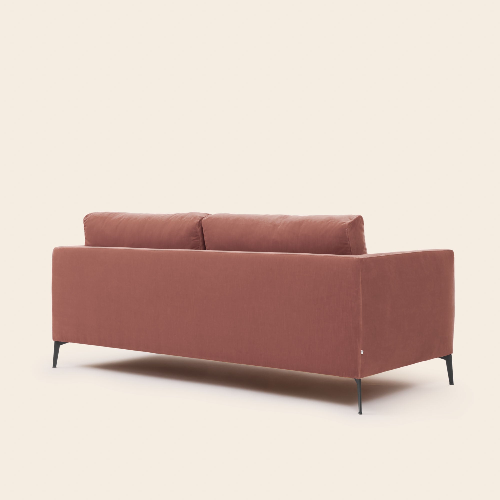 Canapé 3 places ODELLE velours pêche rosé