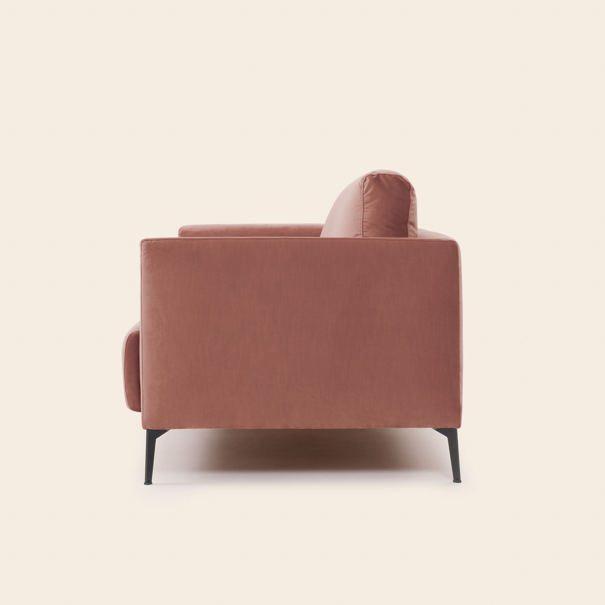 Canapé 3 places ODELLE velours pêche rosé