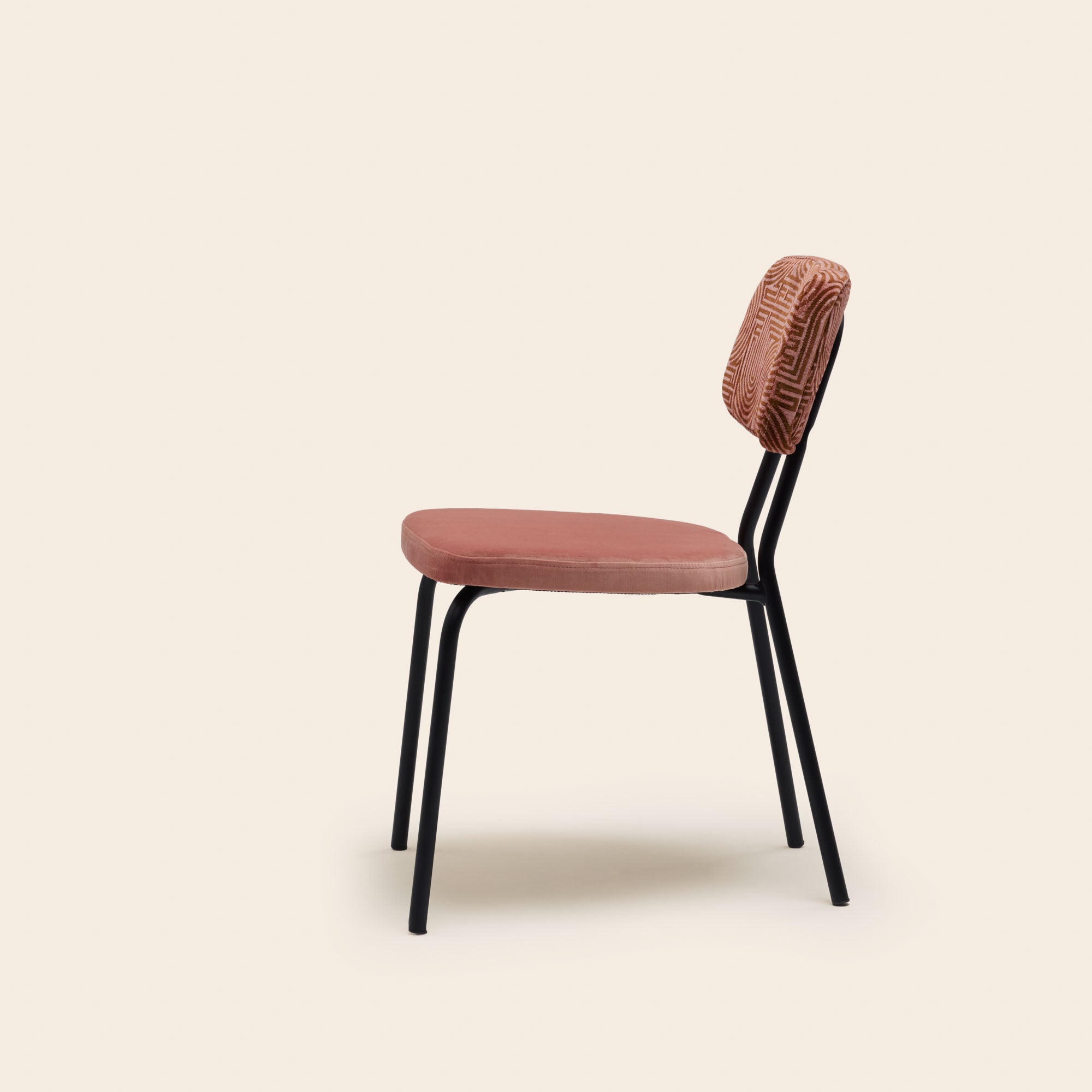 Chaise YSABEAU pêche rosé et caramel
