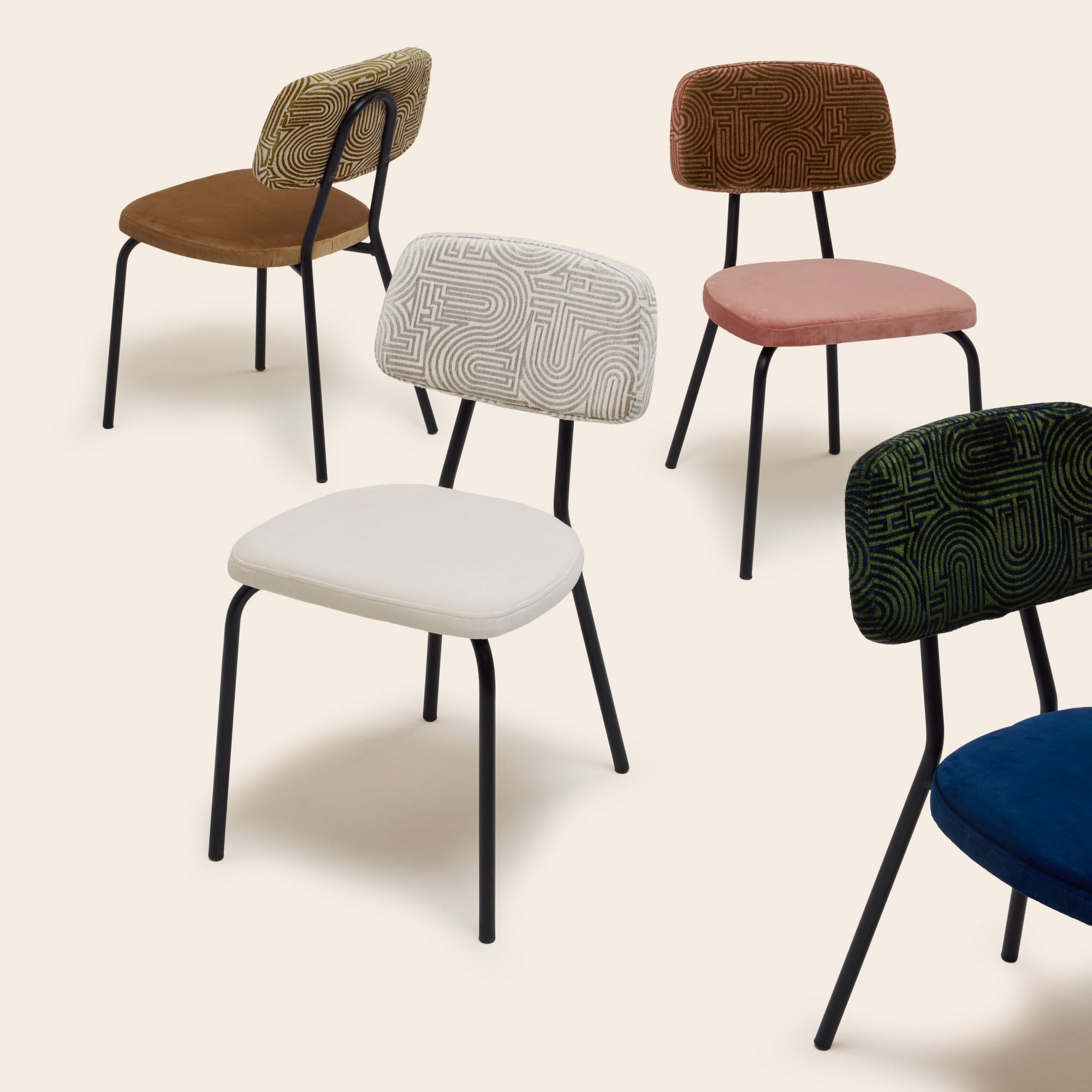 Chaise YSABEAU bleu nuit et vert olive