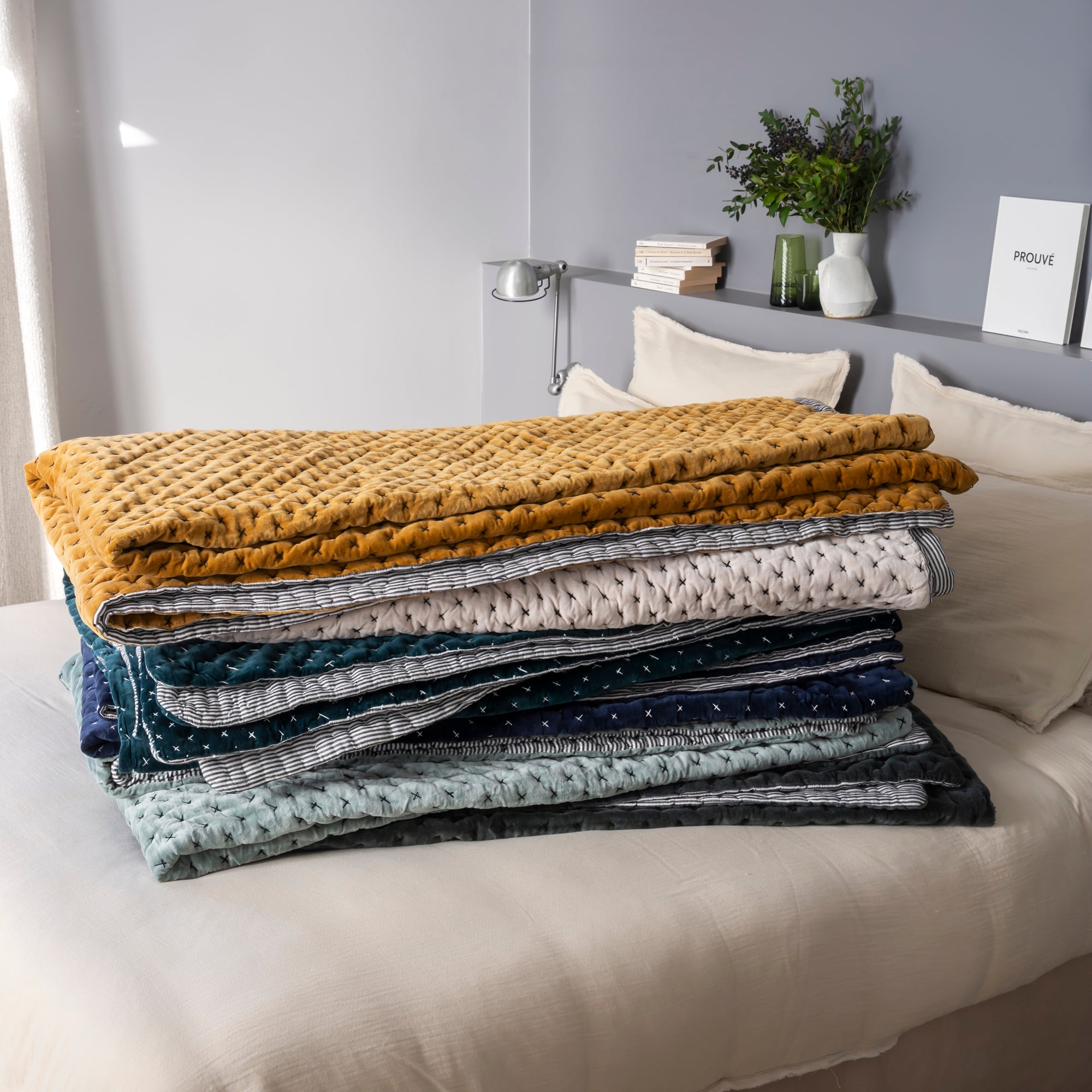 Couvre-lit matelassé MALO pétrole