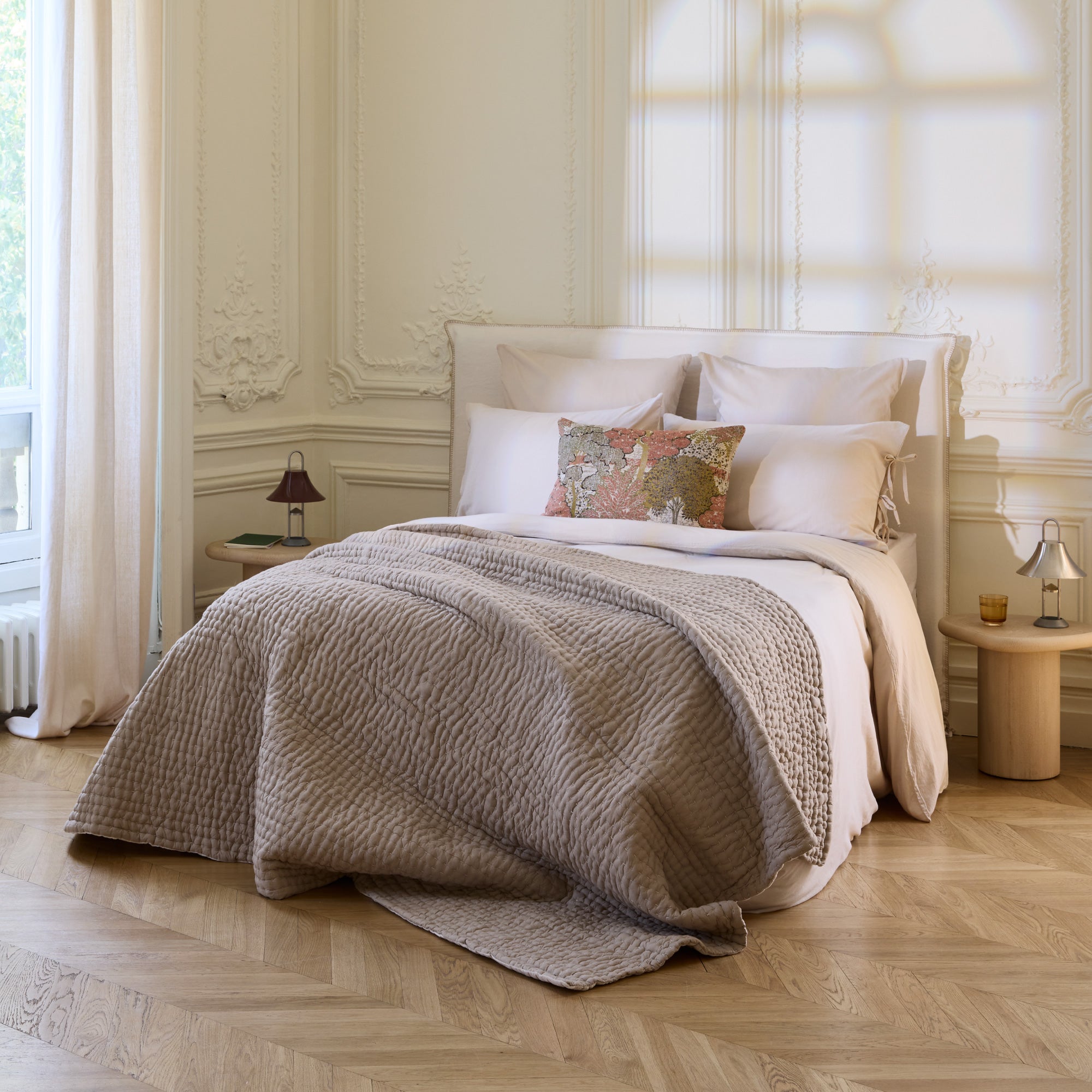 Couvre-lit matelassé AURALIE argile blanche