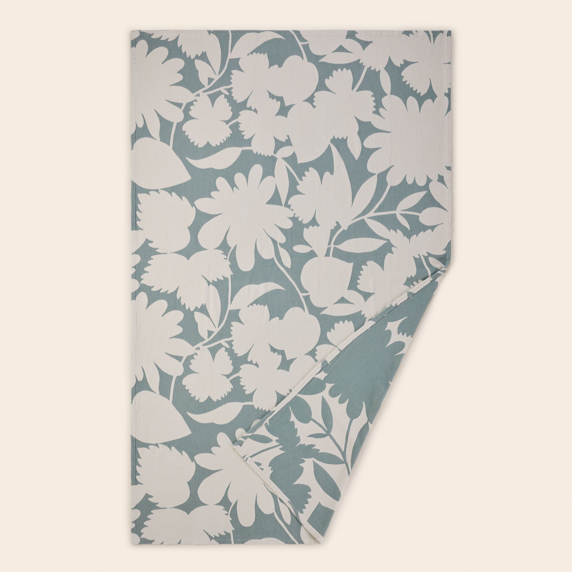 Sprei FLAURIA ivoor en saliegroen