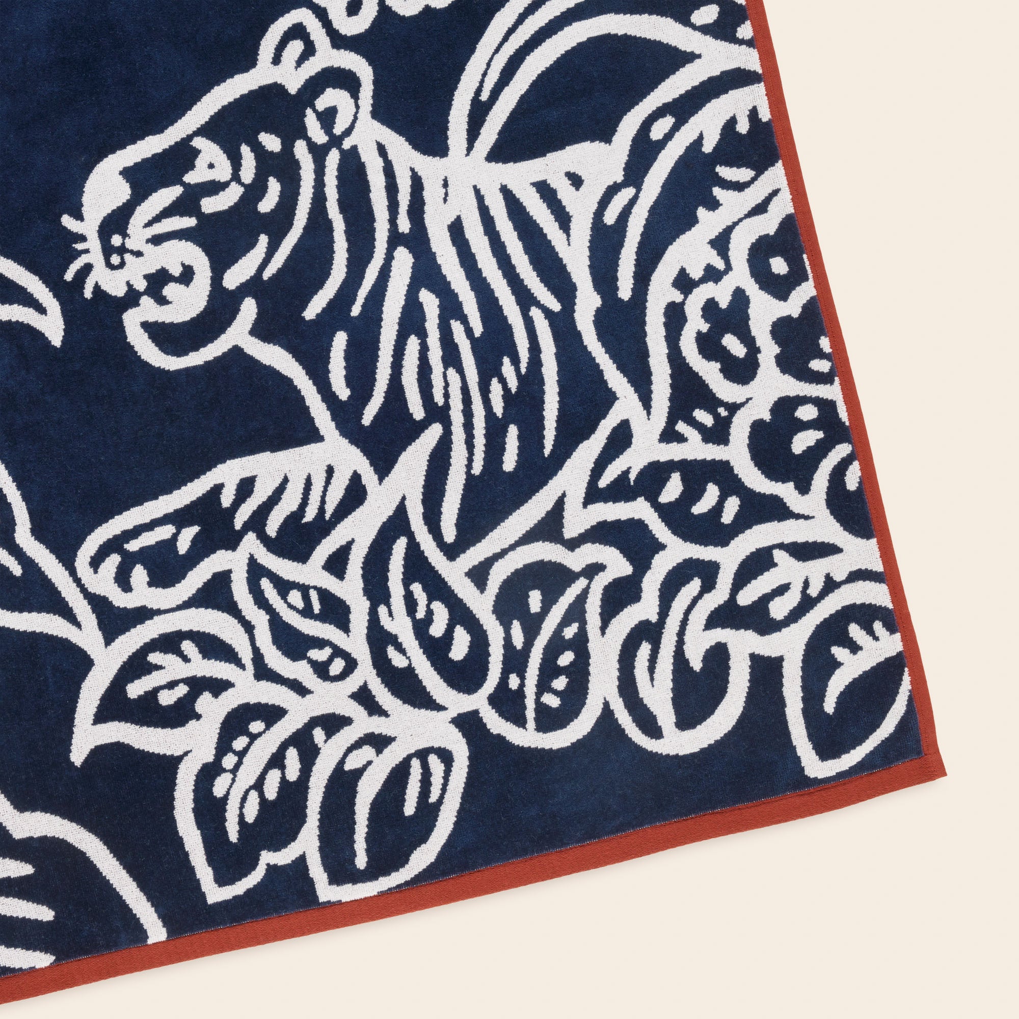 Drap de plage TIGRIS marine et ivoire