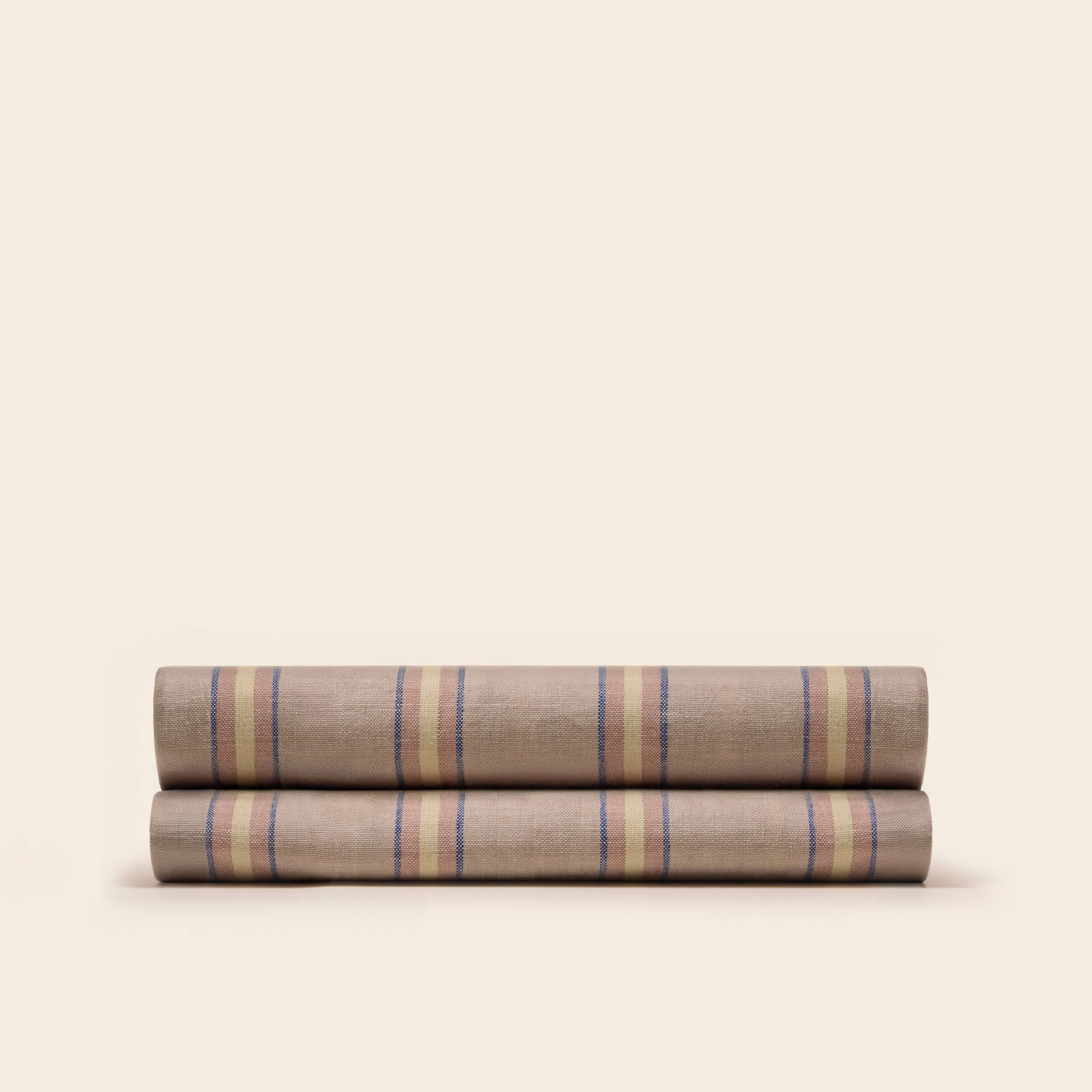 Drap plat LELIO naturel rayé