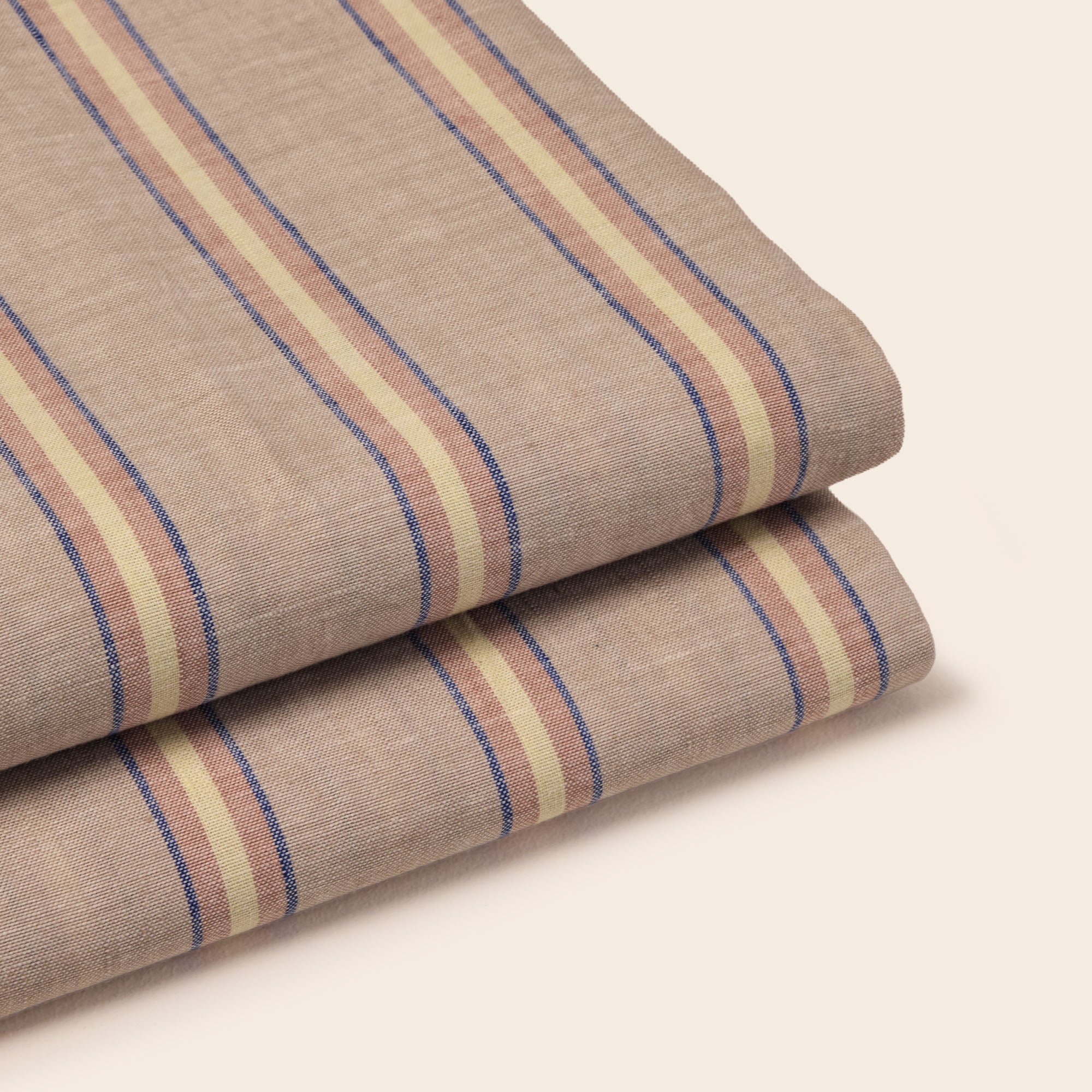 Drap plat LELIO naturel rayé
