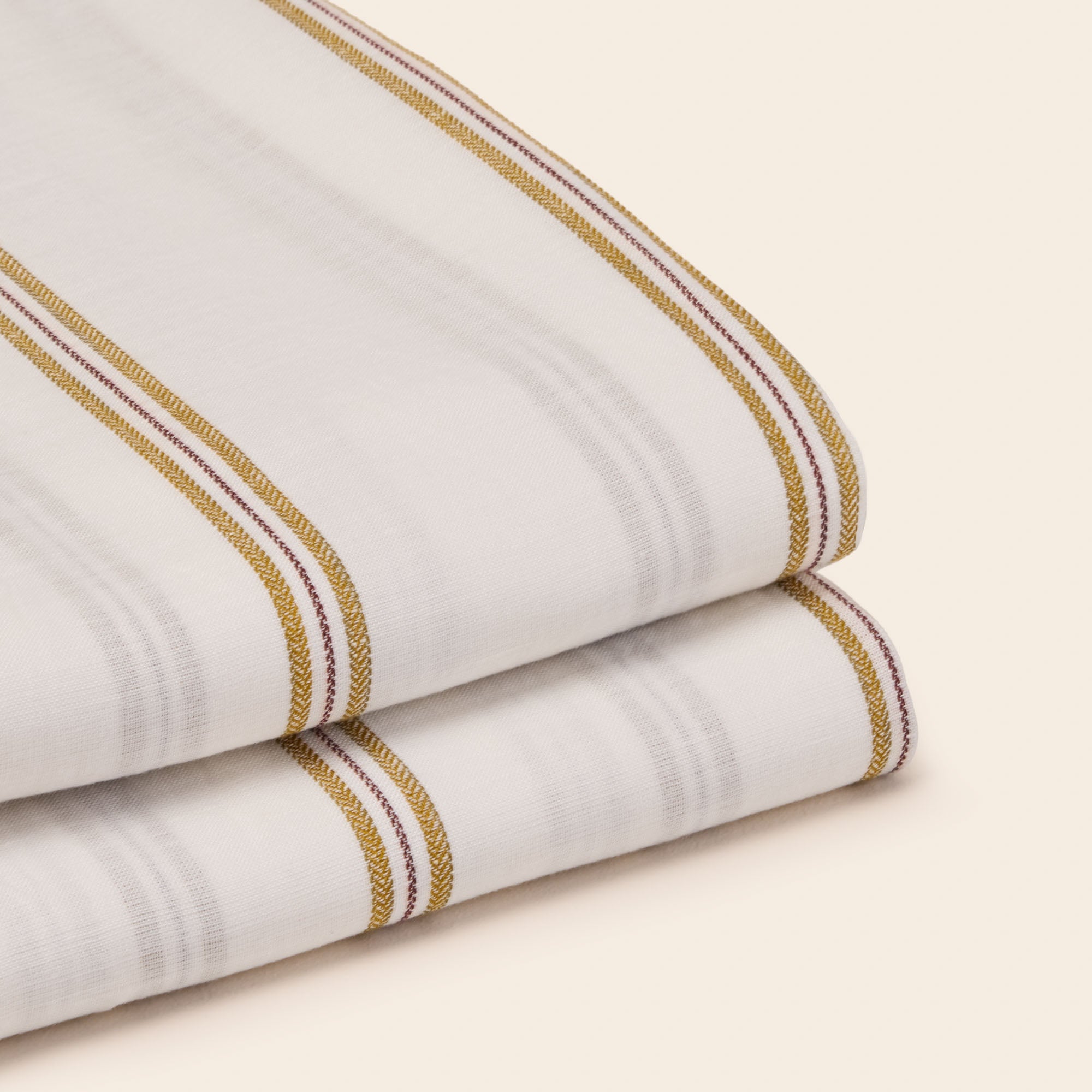 Drap plat UGOLIN blanc rayé moutarde