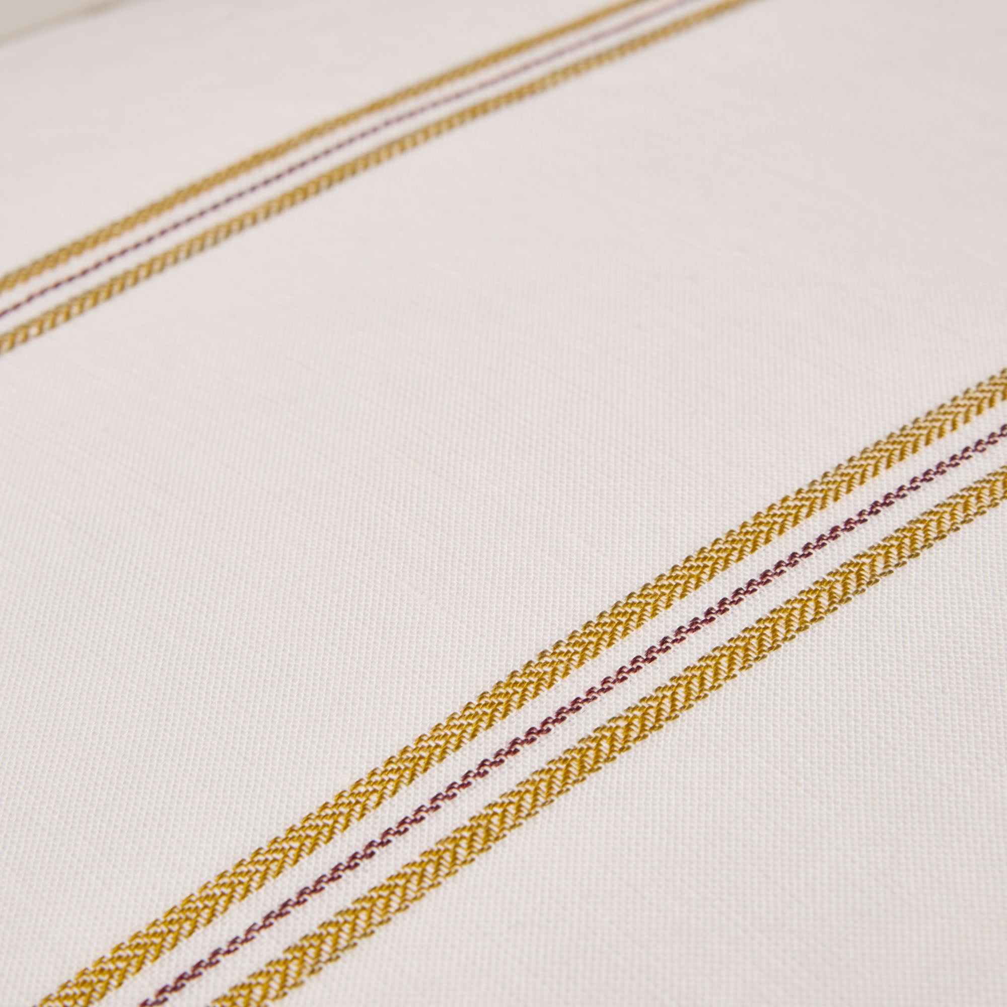 Drap plat UGOLIN blanc rayé moutarde