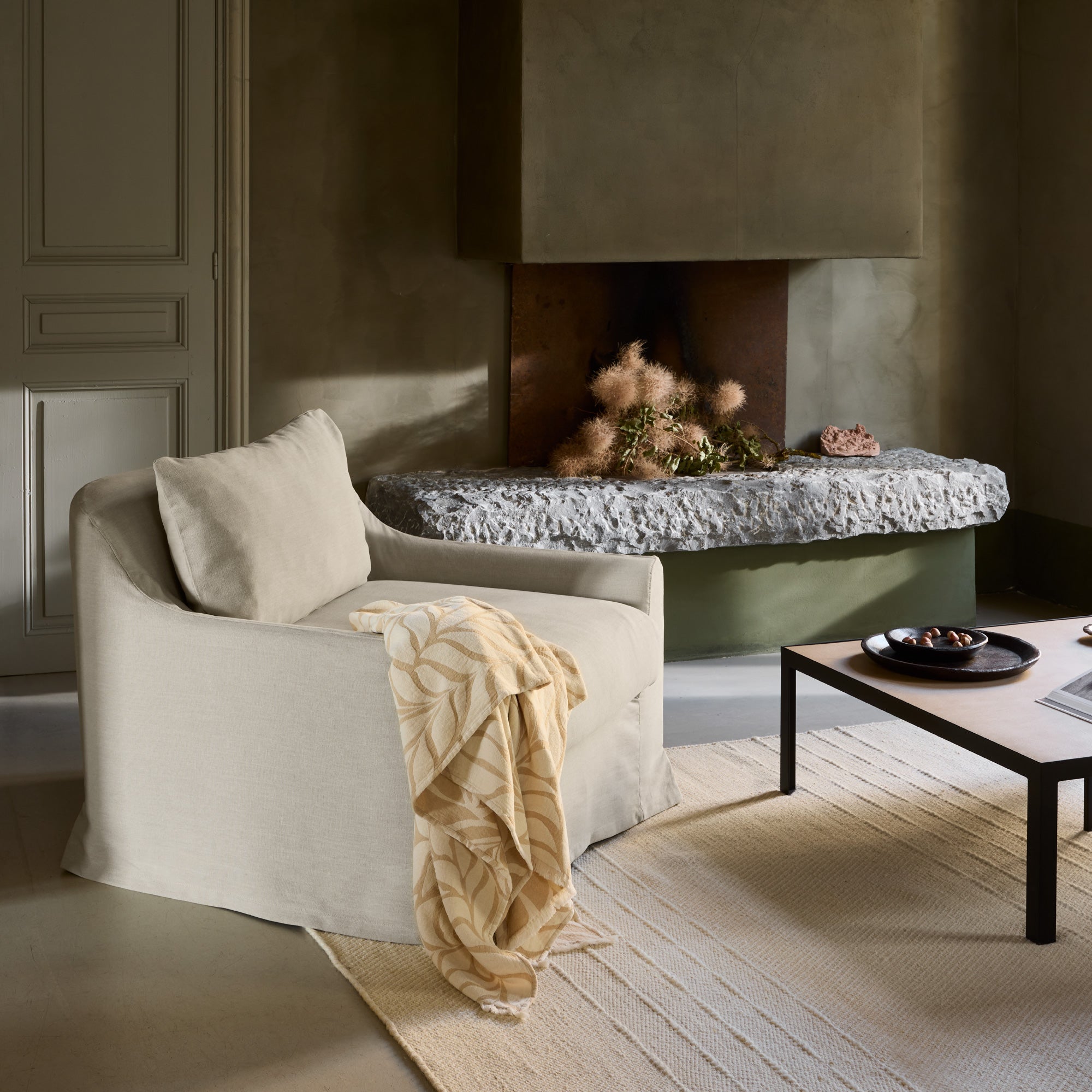 Fauteuil CLARIBEL barbate beige chaud