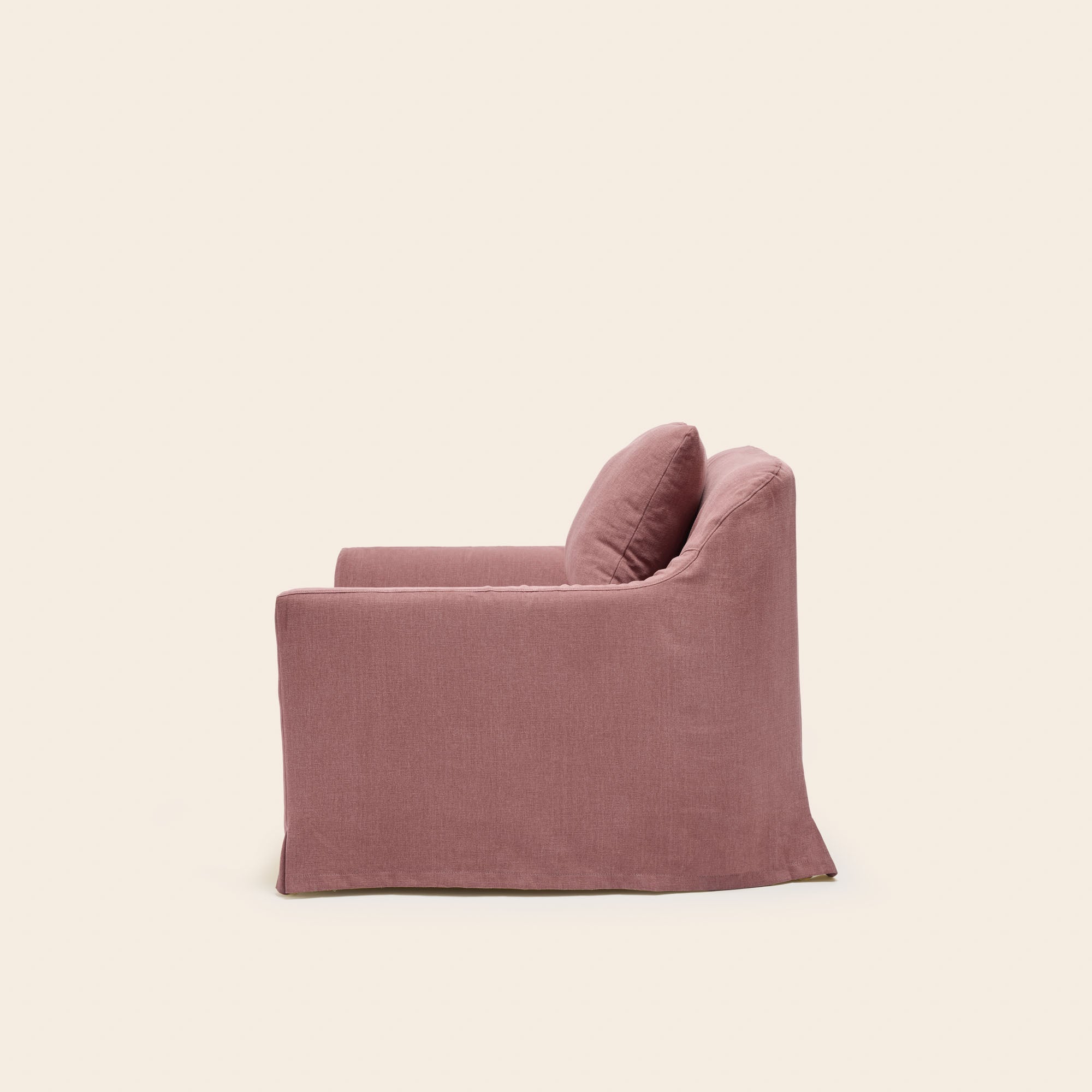 Fauteuil CLARIBEL toile rose ancien