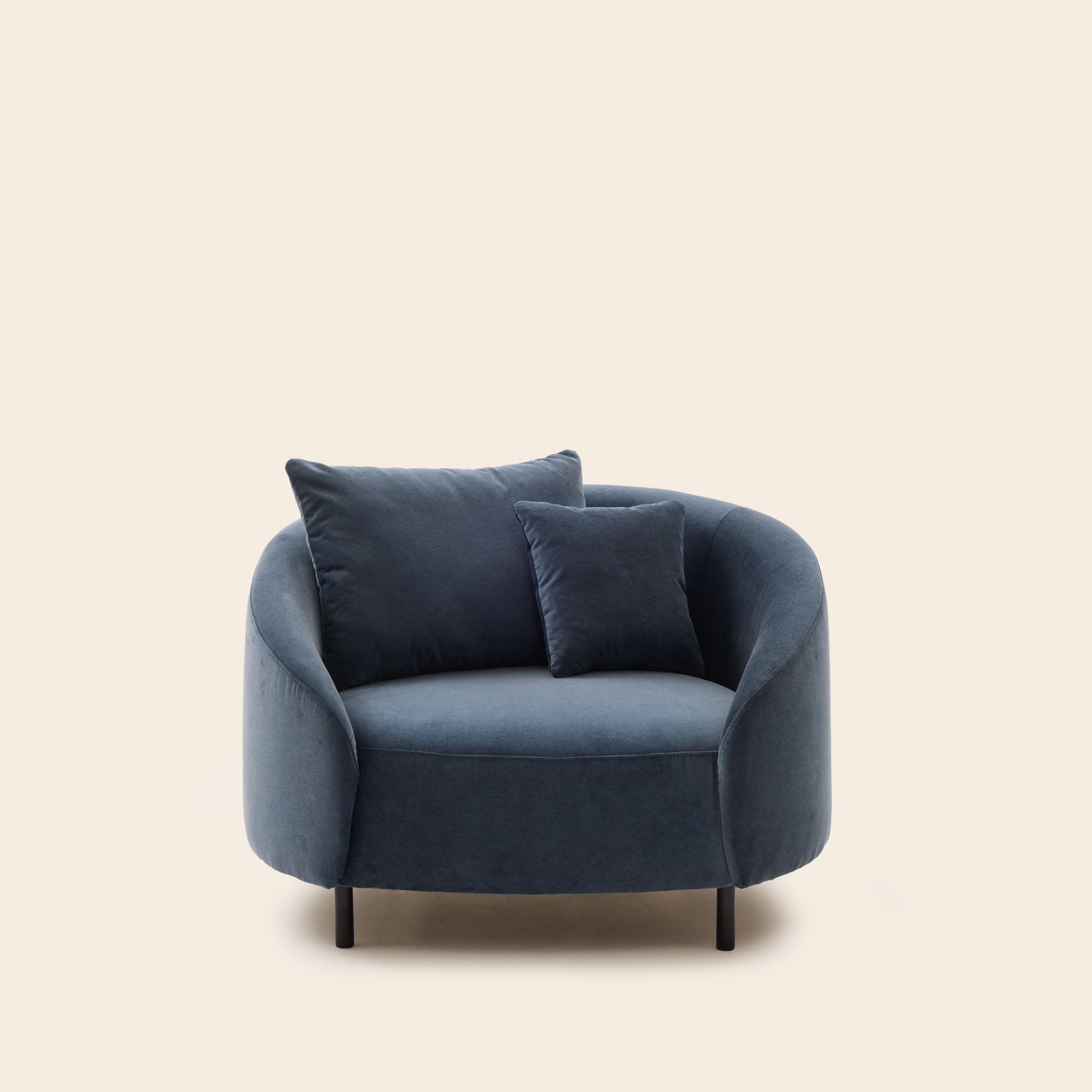 Fauteuil JULIKA velours bleu de gris