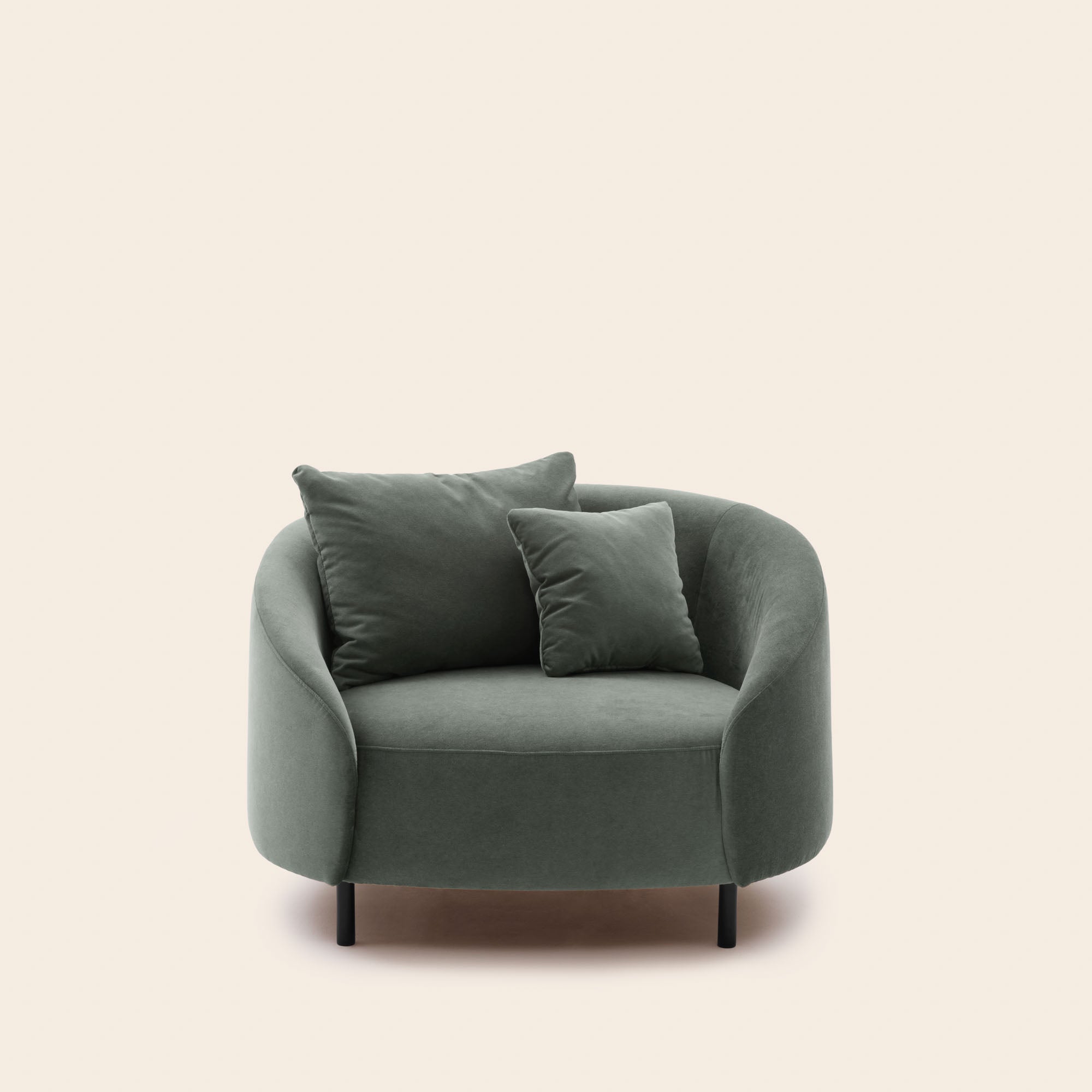 Fauteuil JULIKA velours kaki grisé