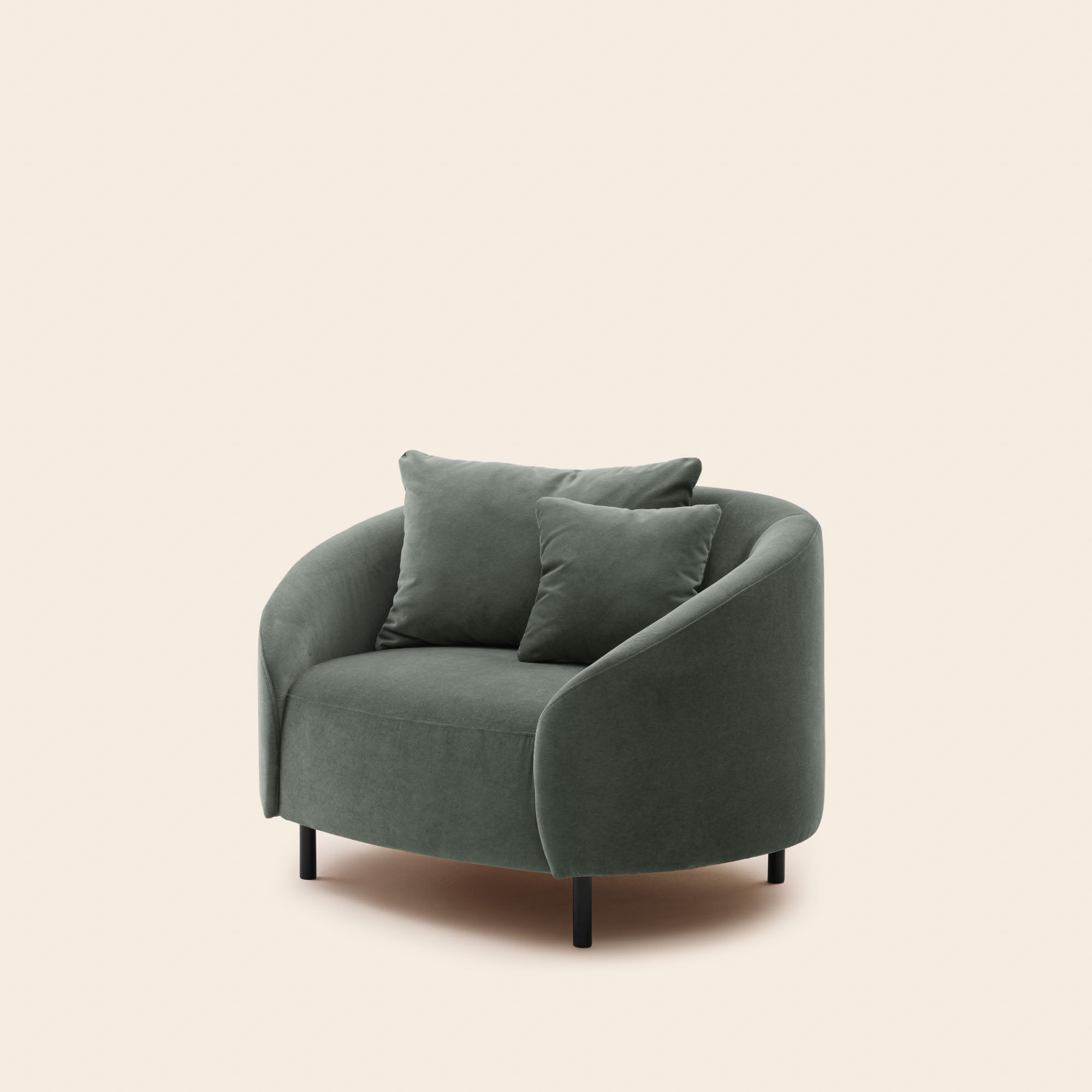 Fauteuil JULIKA velours kaki grisé