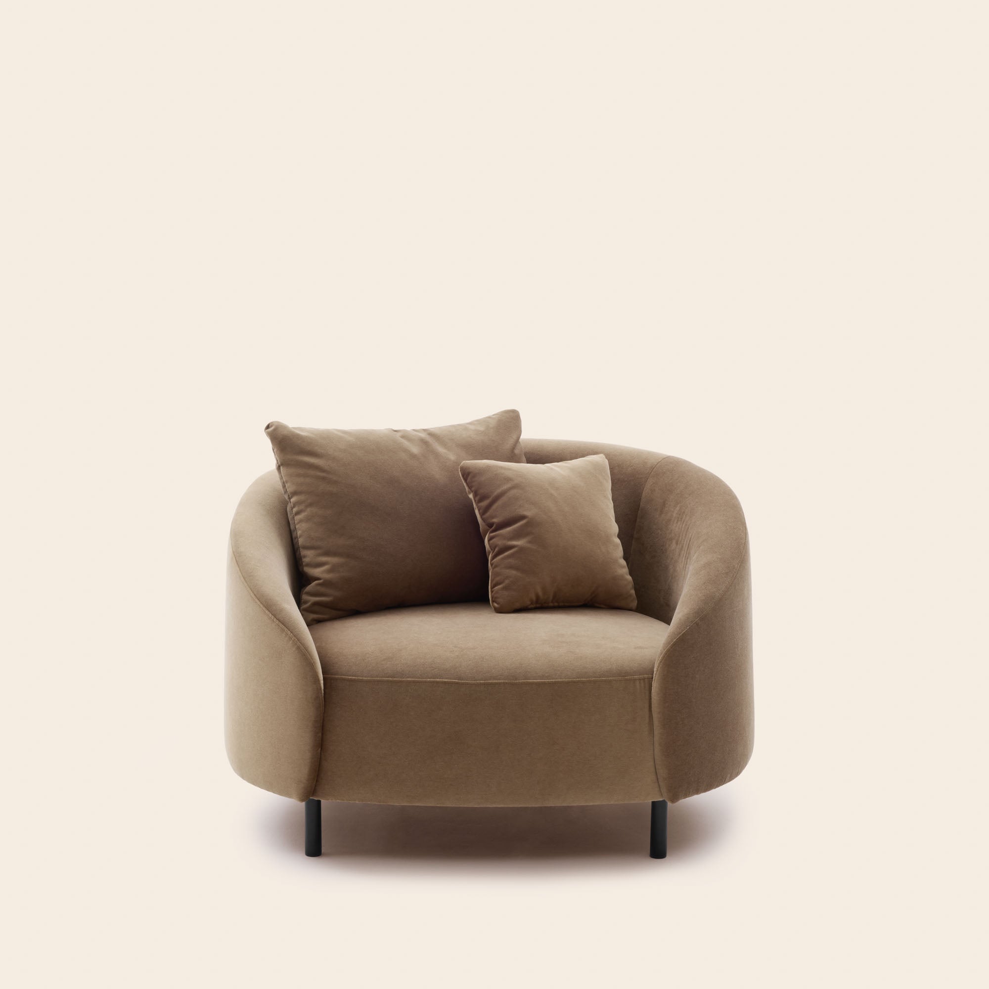 Fauteuil JULIKA velours beige chaud