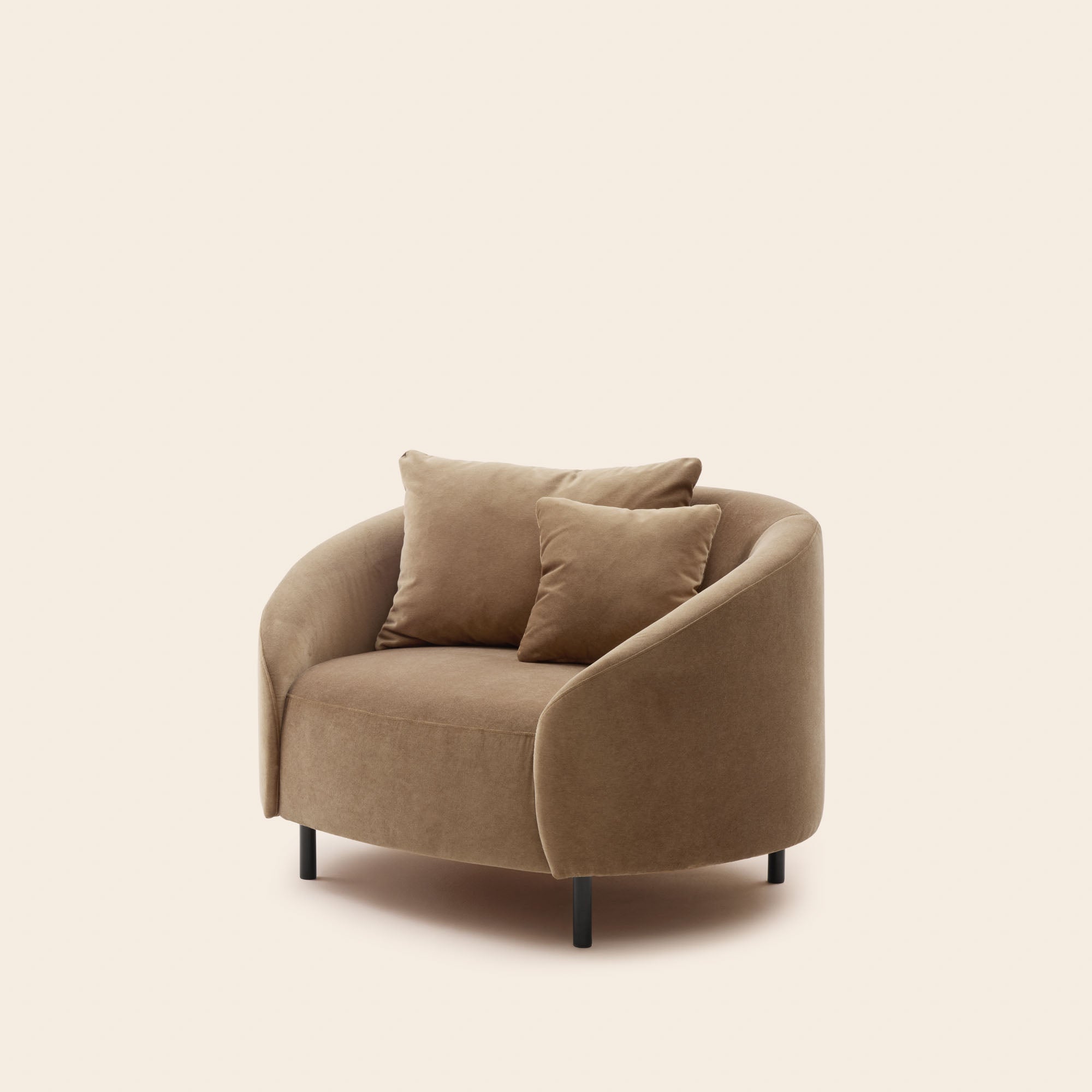 Fauteuil JULIKA velours beige chaud