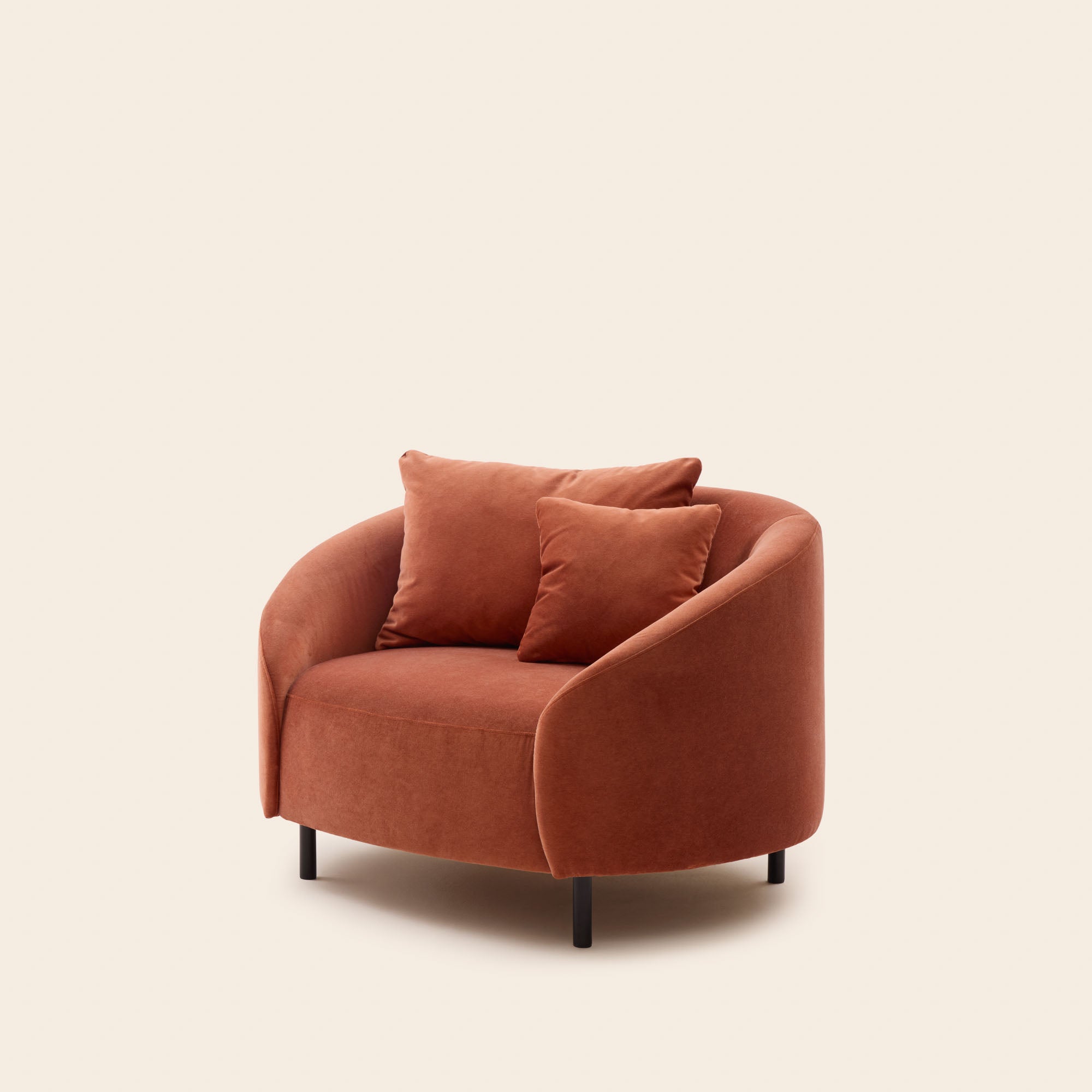 Fauteuil JULIKA velours orange corail