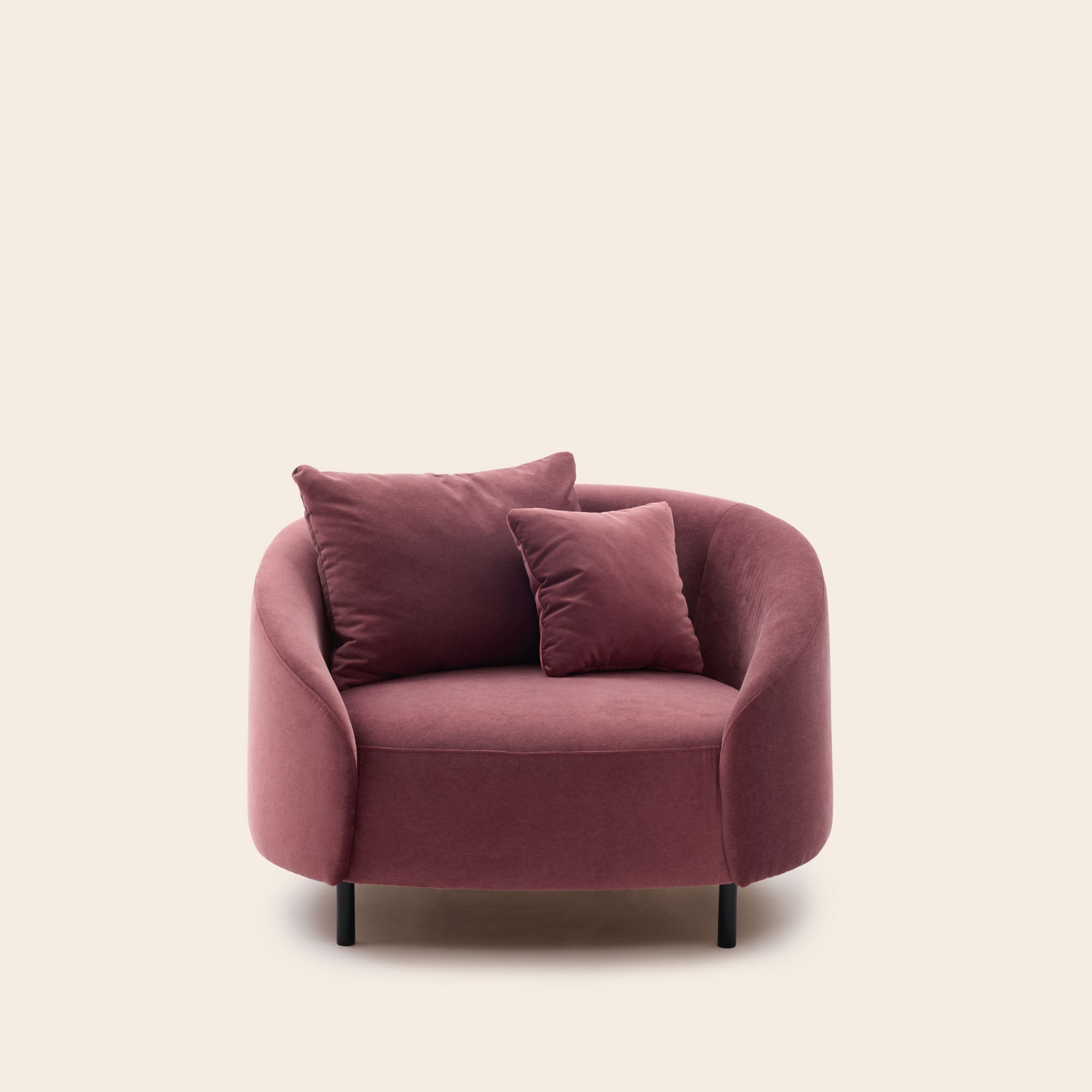 Fauteuil JULIKA velours aubergine douce
