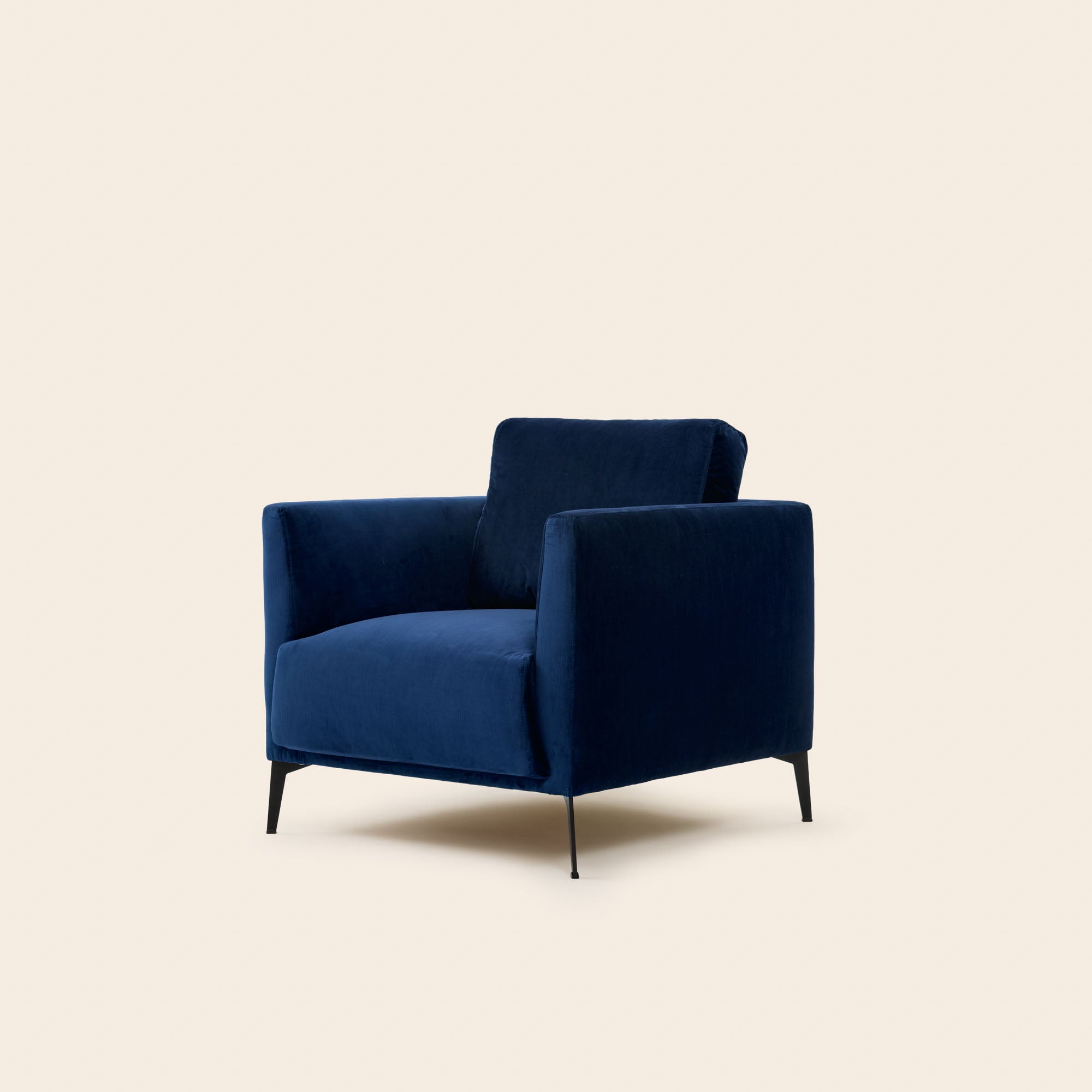 Fauteuil ODELLE velours bleu nuit