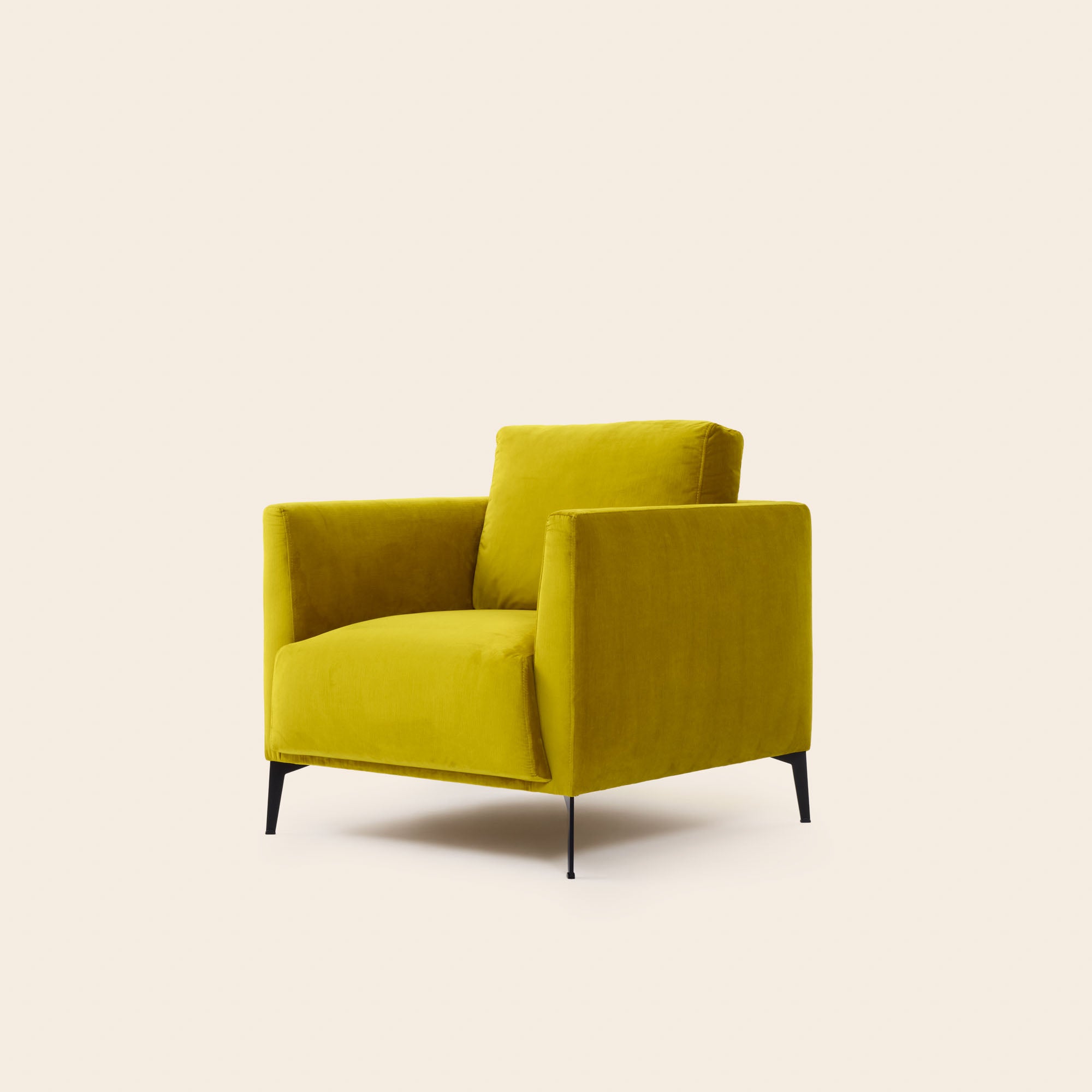 Fauteuil ODELLE velours jaune sulfure