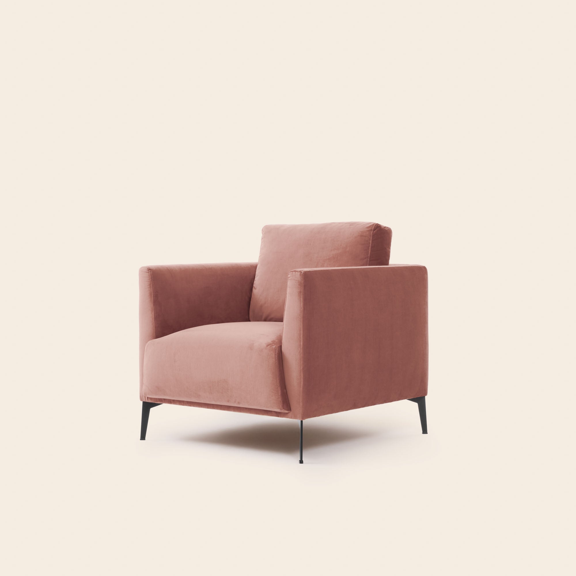 Fauteuil ODELLE velours pêche rosé
