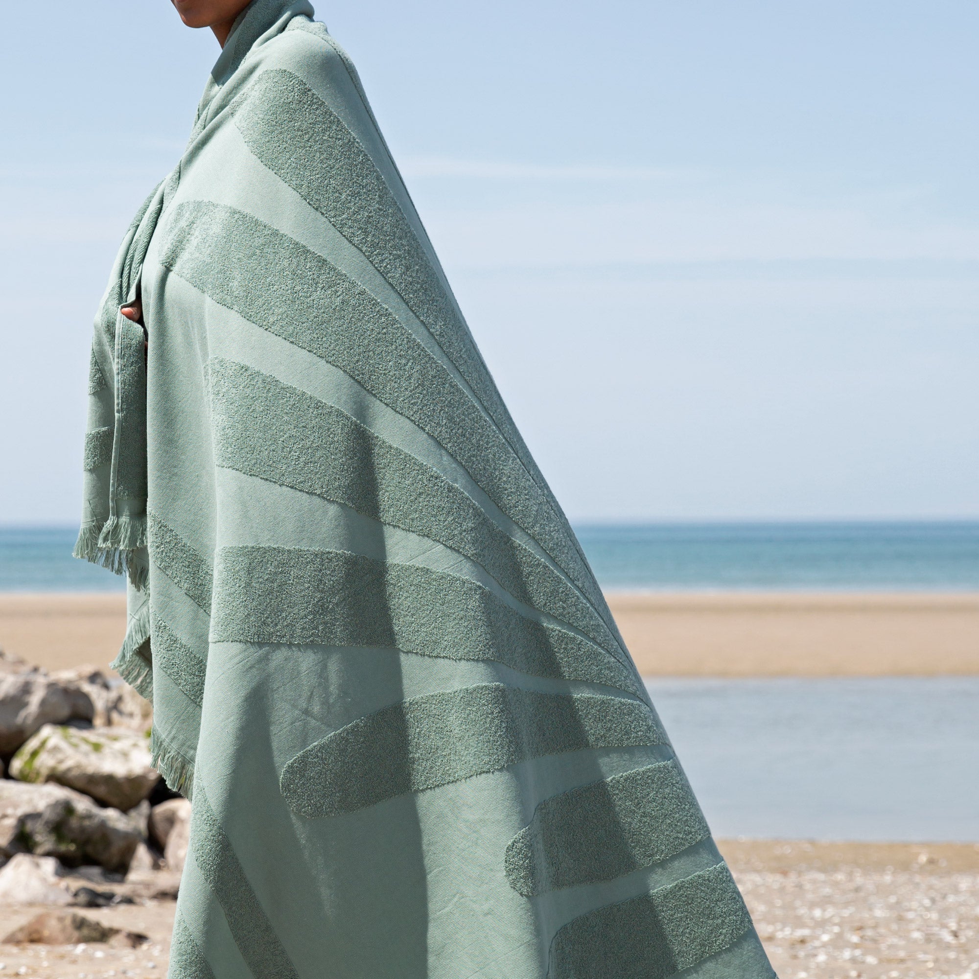 Fouta de plage TROPI vert sauge