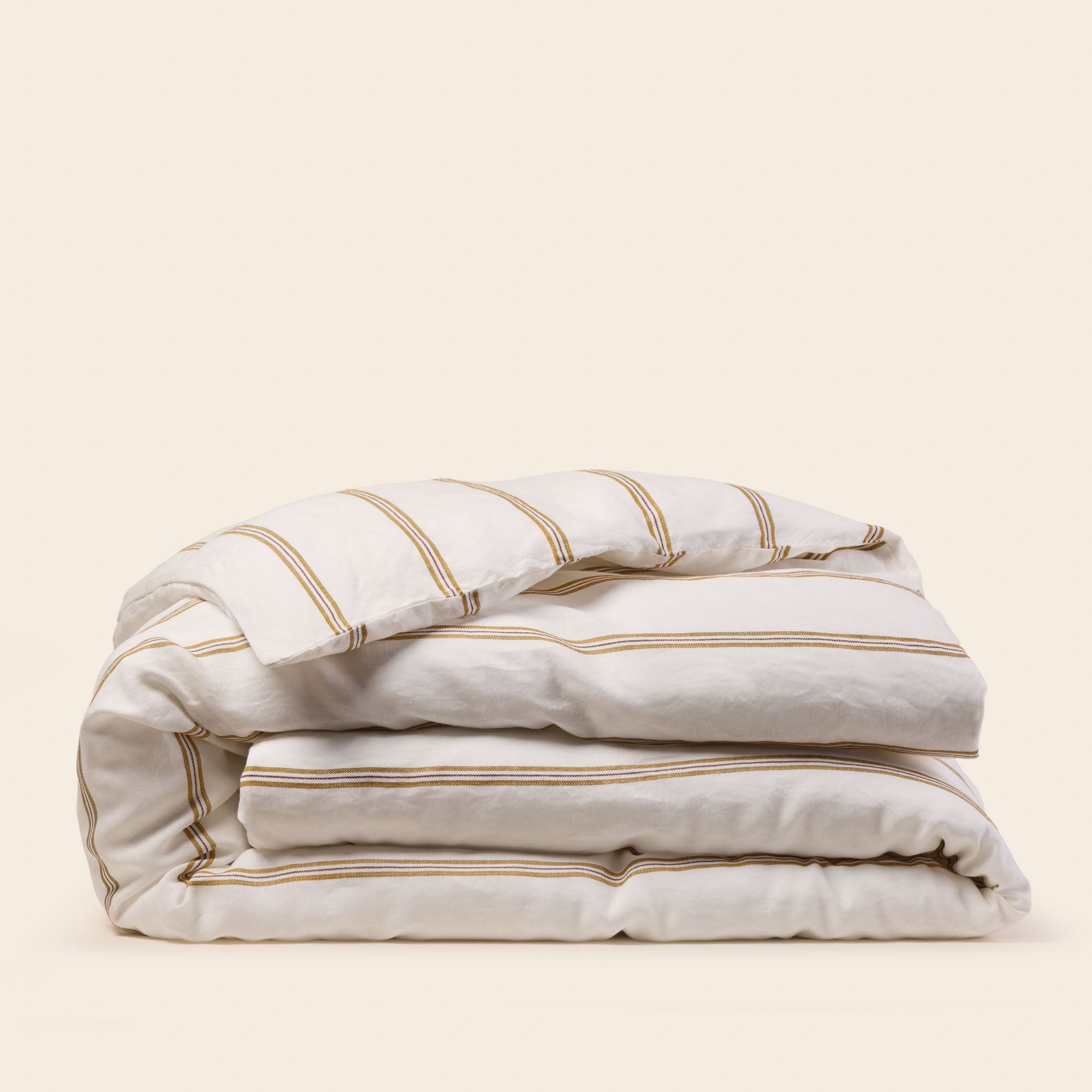 Housse de couette UGOLIN blanc rayé moutarde