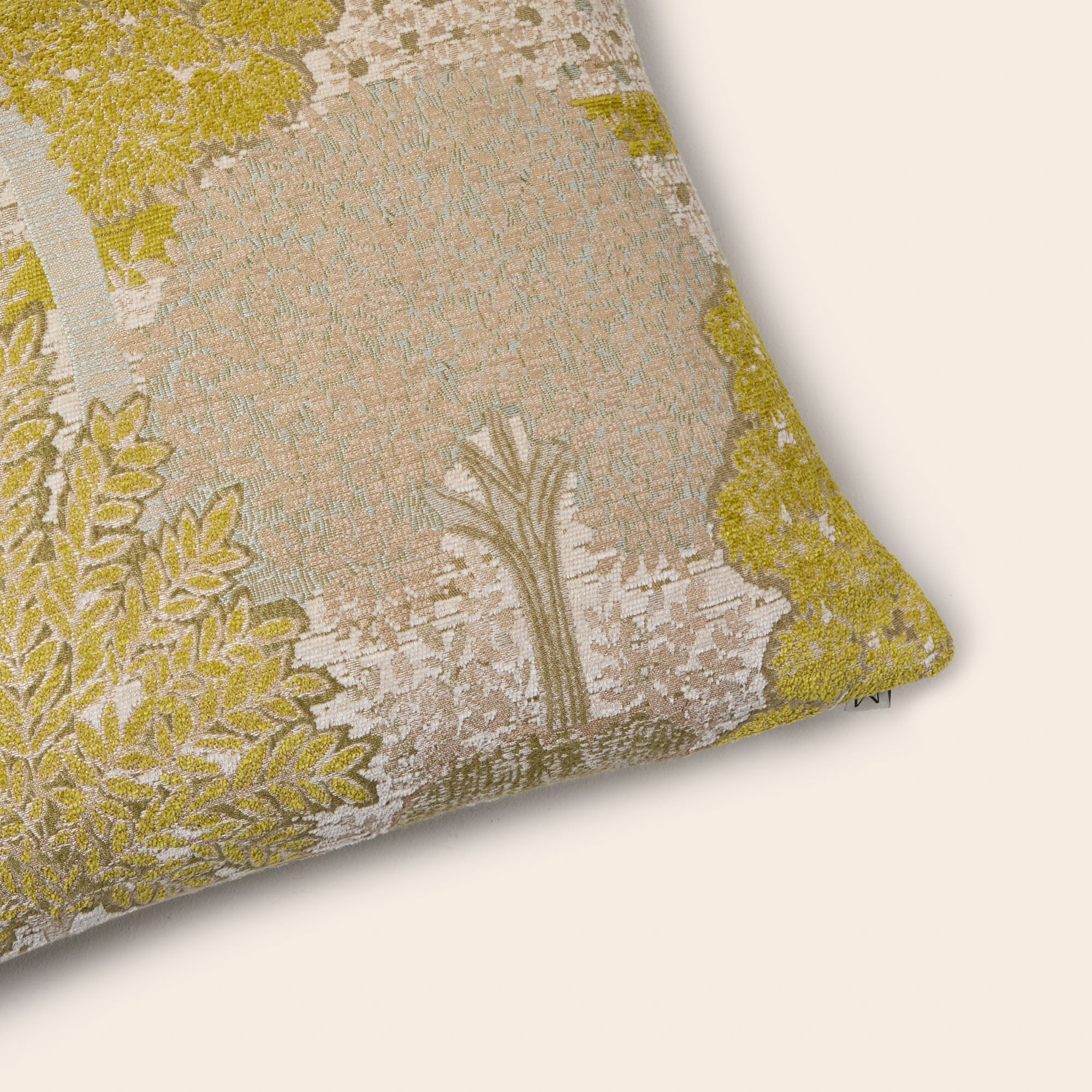 Housse de coussin ALISIA jaune sulfure et naturel