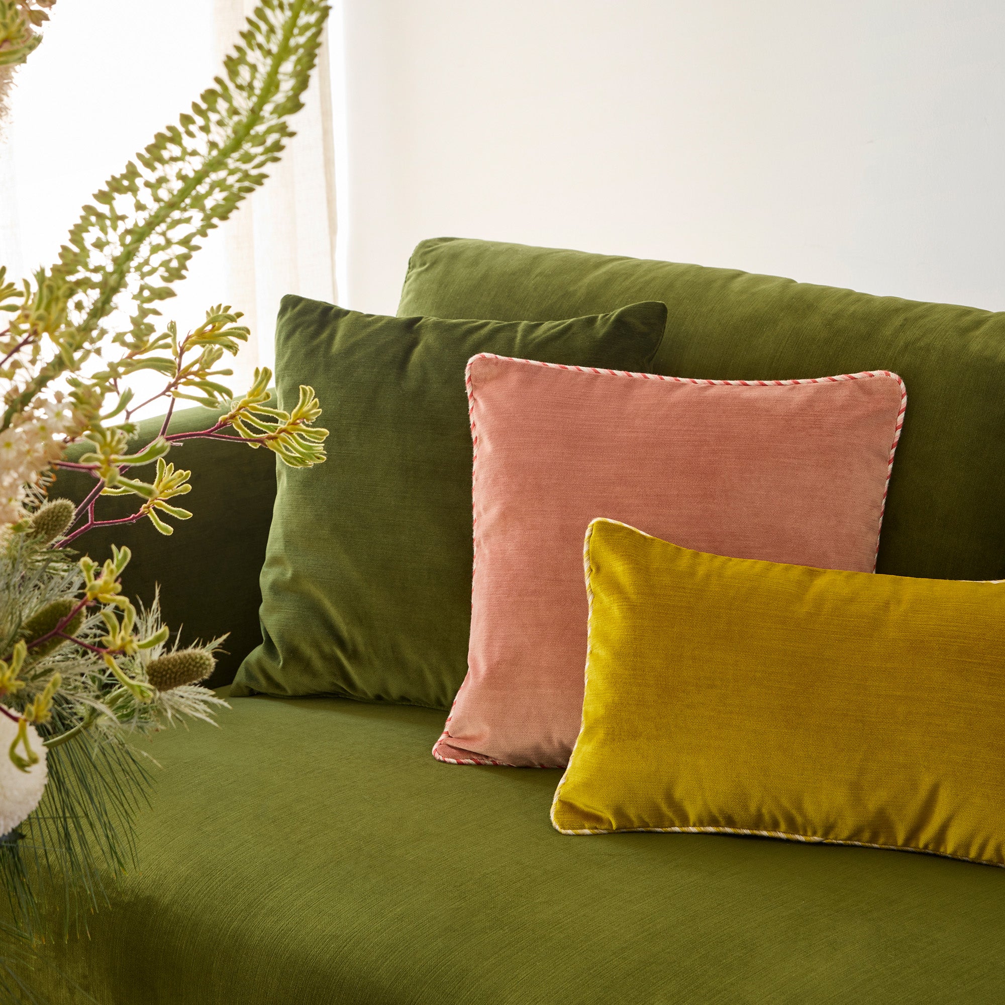 Housse de coussin DALILA jaune sulfure