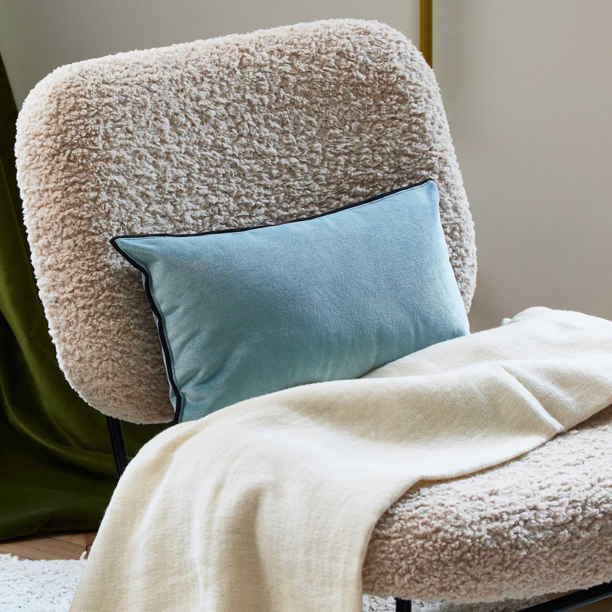 Dario light blue and black bourdon stitch cushion cover