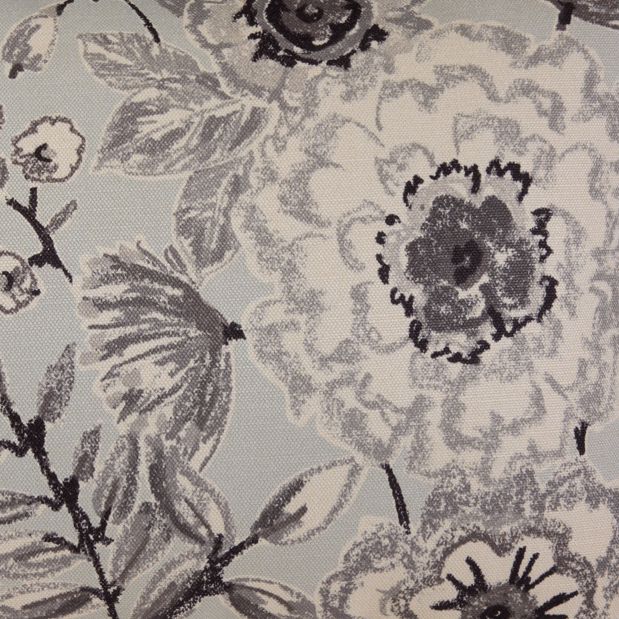 Housse de coussin FLORABEL bleuté et fusain