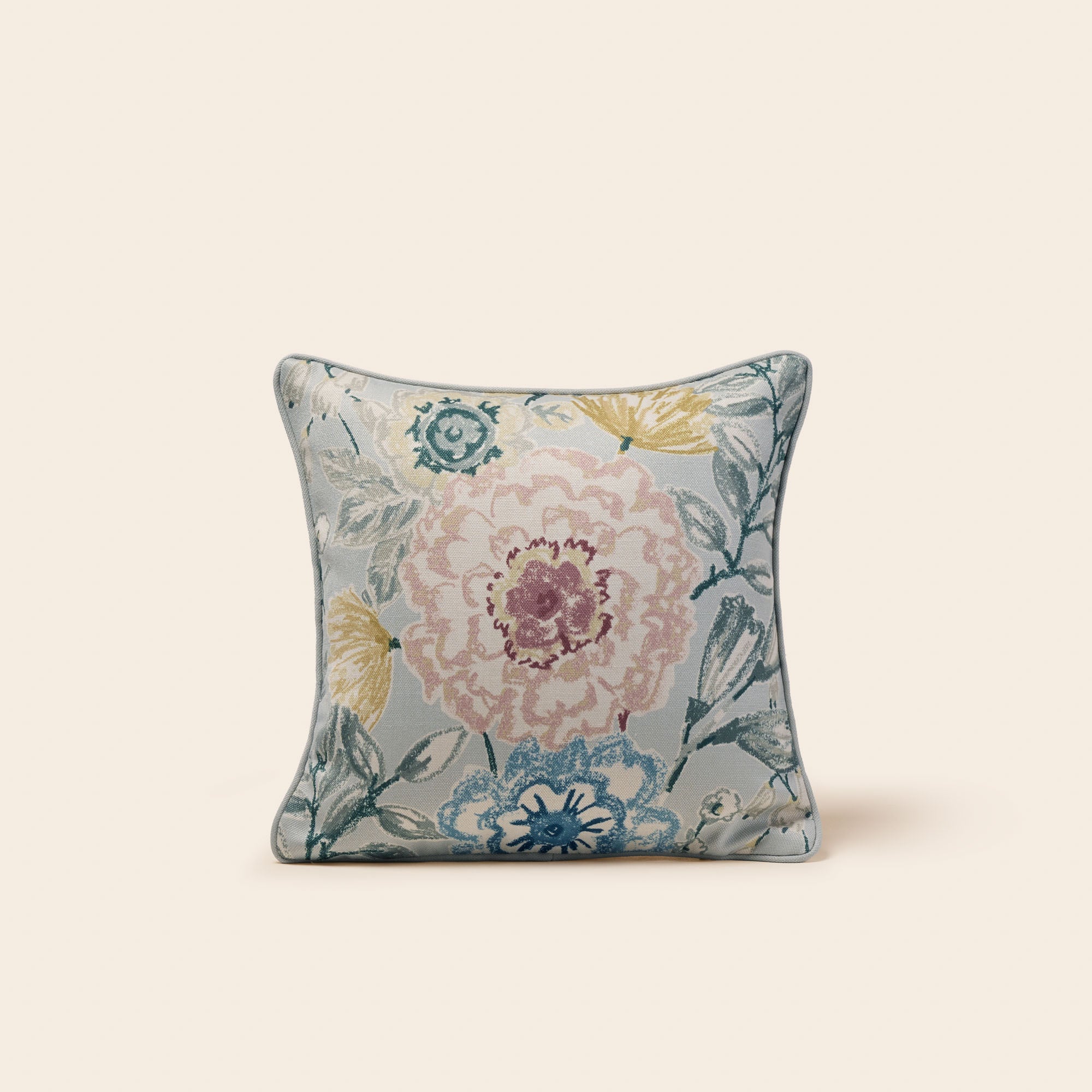 Housse de coussin FLORABEL bleuté et multicolore