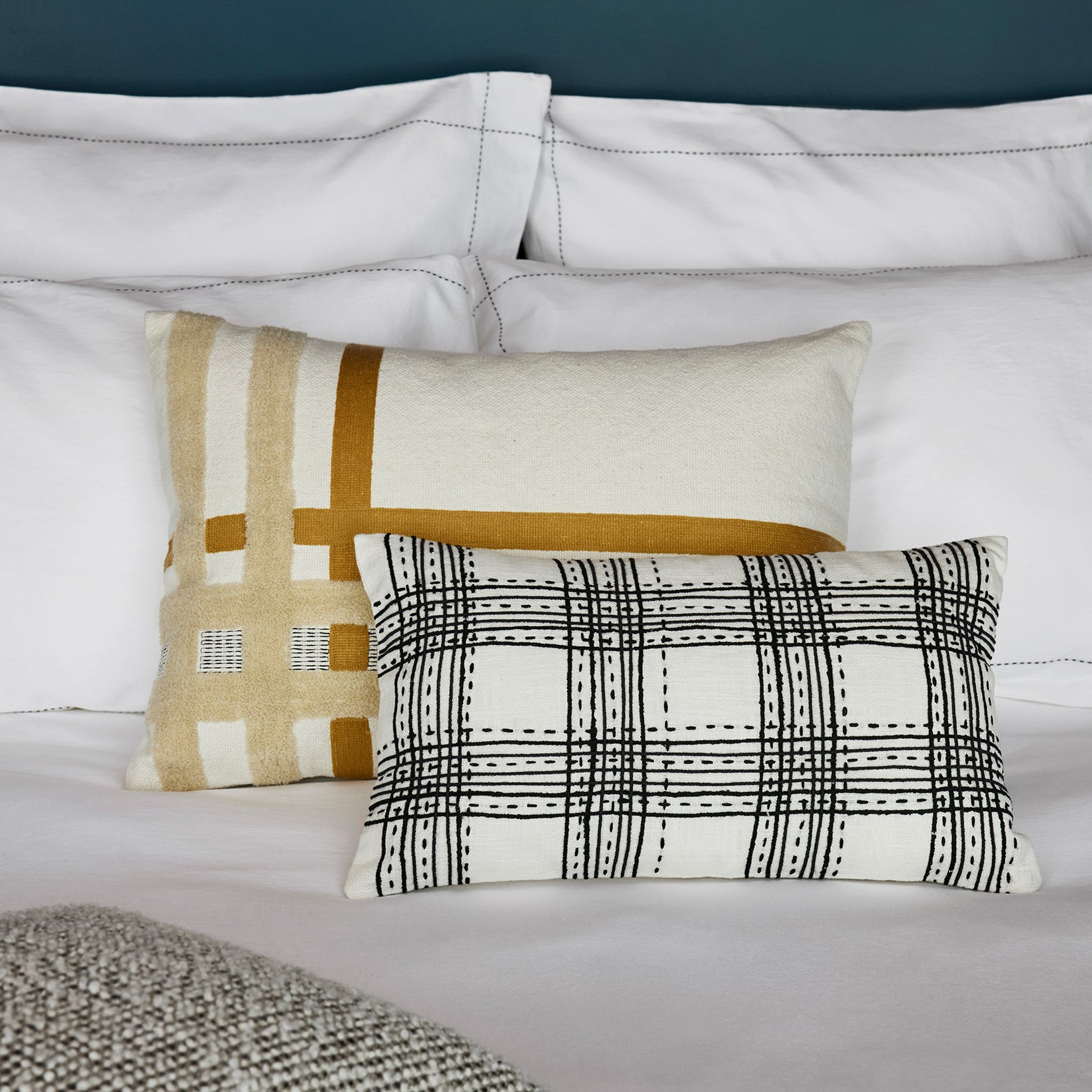 Housse de coussin KENETH blanc cassé