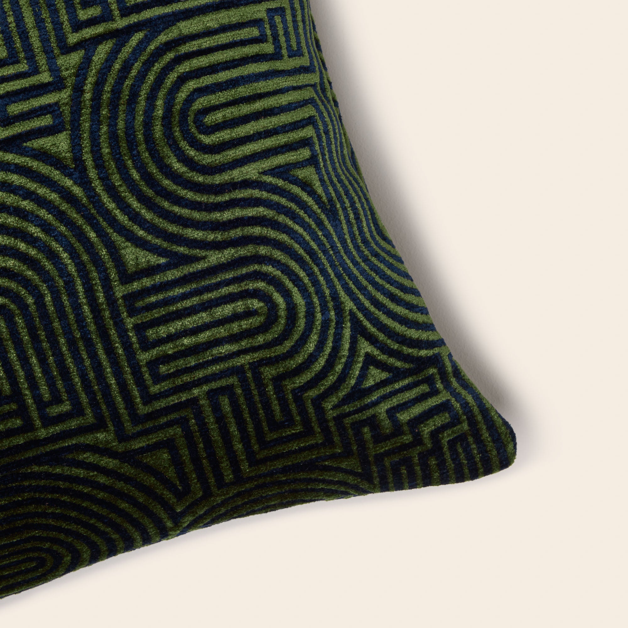 Housse de coussin KLARK bleu nuit et vert olive