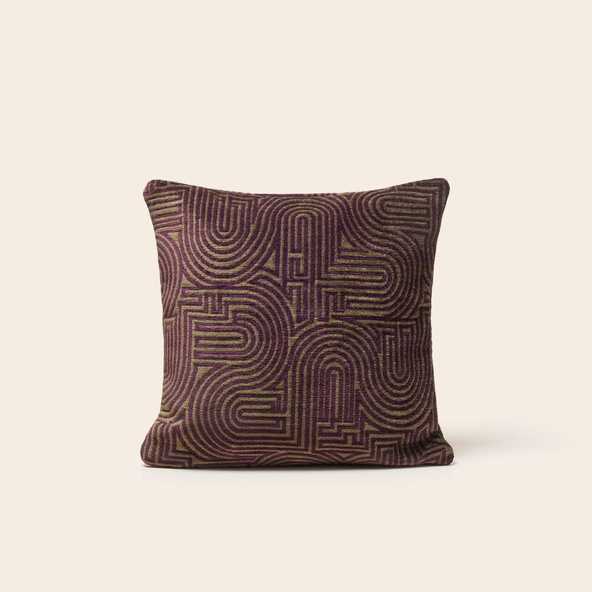 Housse de coussin KLARK kaki et prune