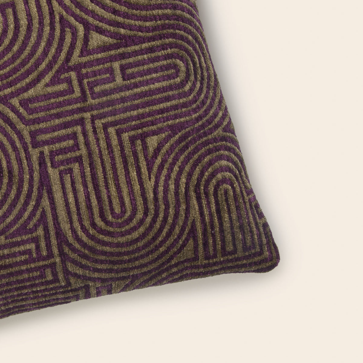 Housse de coussin KLARK kaki et prune