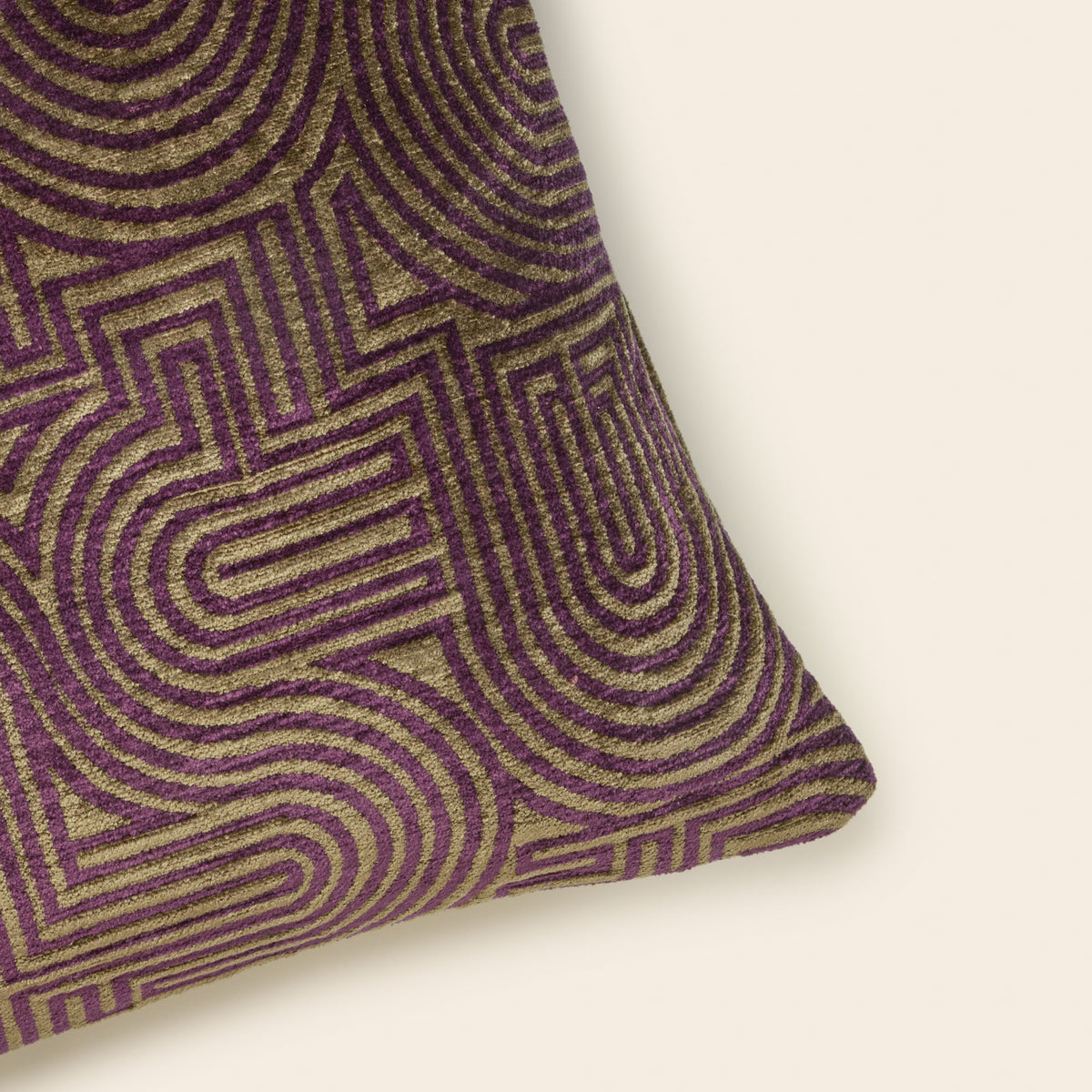 Housse de coussin KLARK kaki et prune