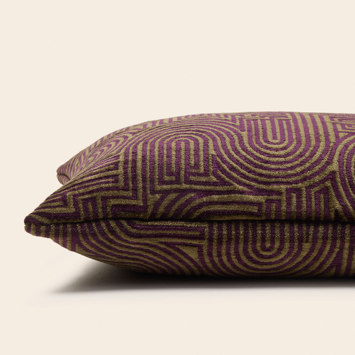 Housse de coussin KLARK kaki et prune