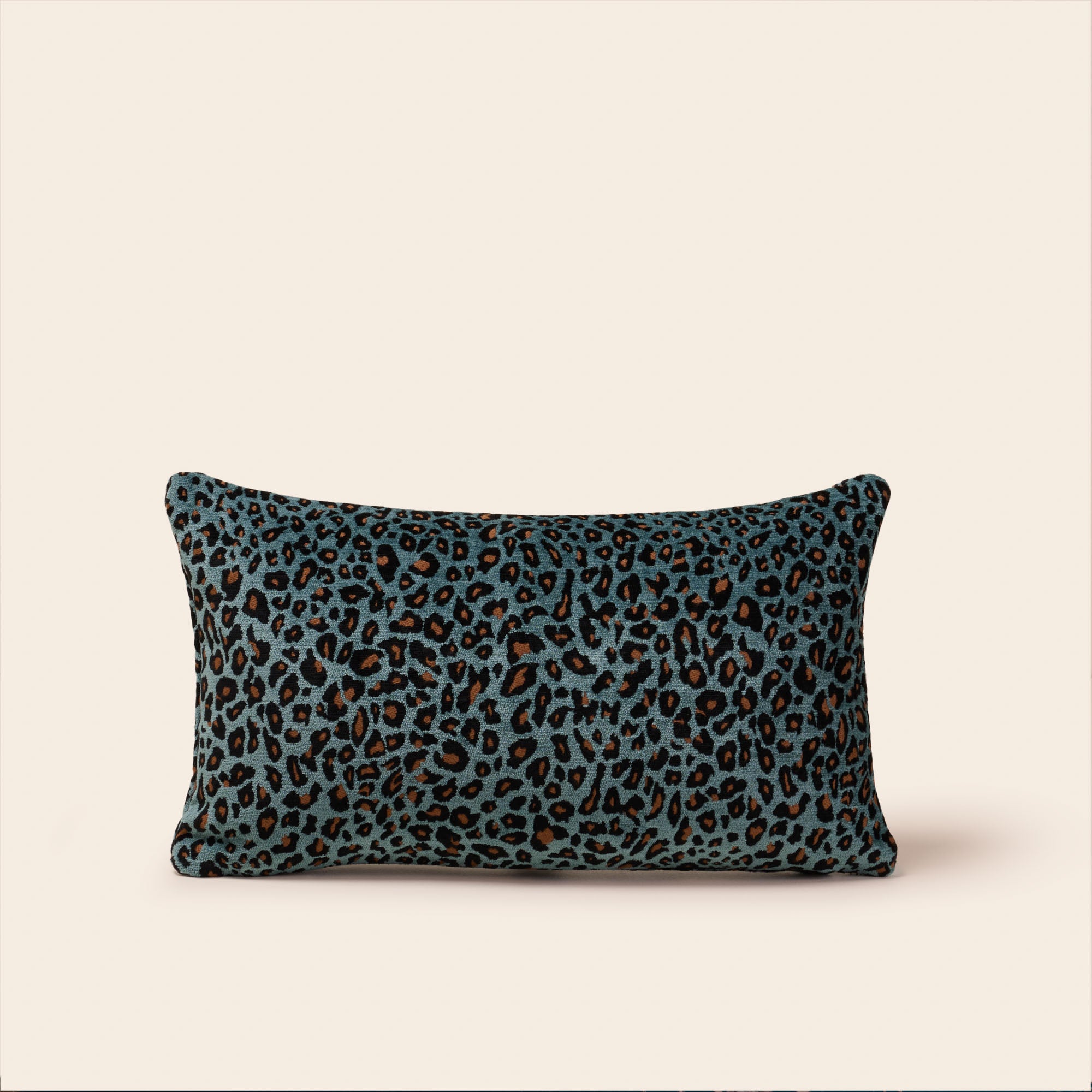 Housse de coussin LEOPOLDO bleu et fauve