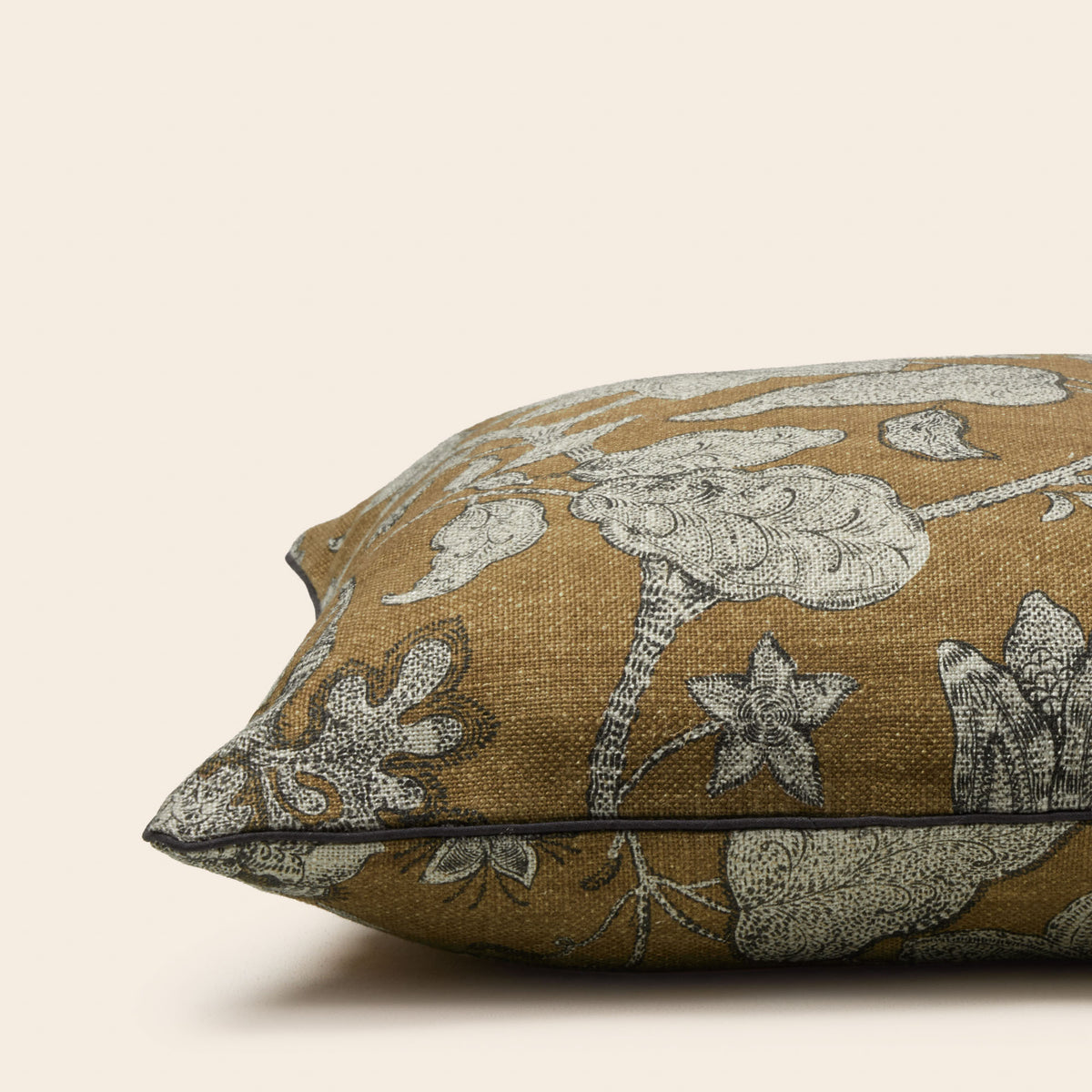 Housse de coussin LILIVATI moutarde et gris
