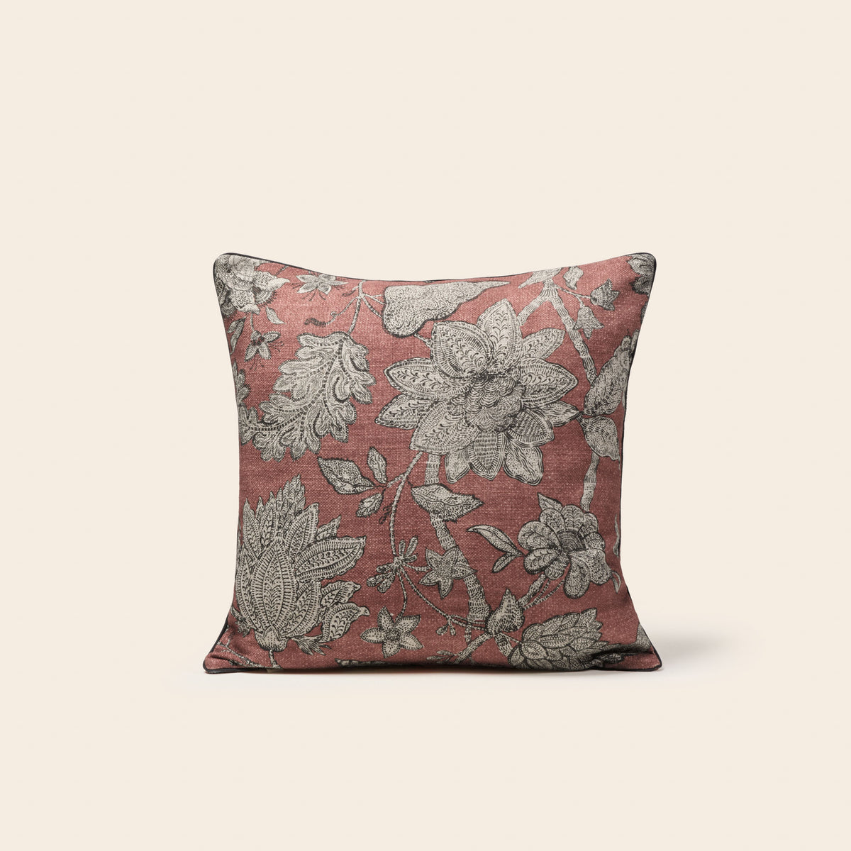 Housse de coussin LILIVATI terre battue et gris