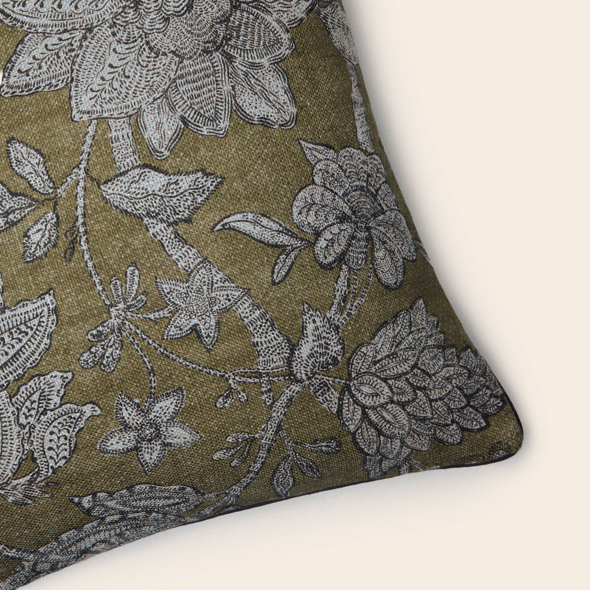 Housse de coussin LILIVATI olivine et gris
