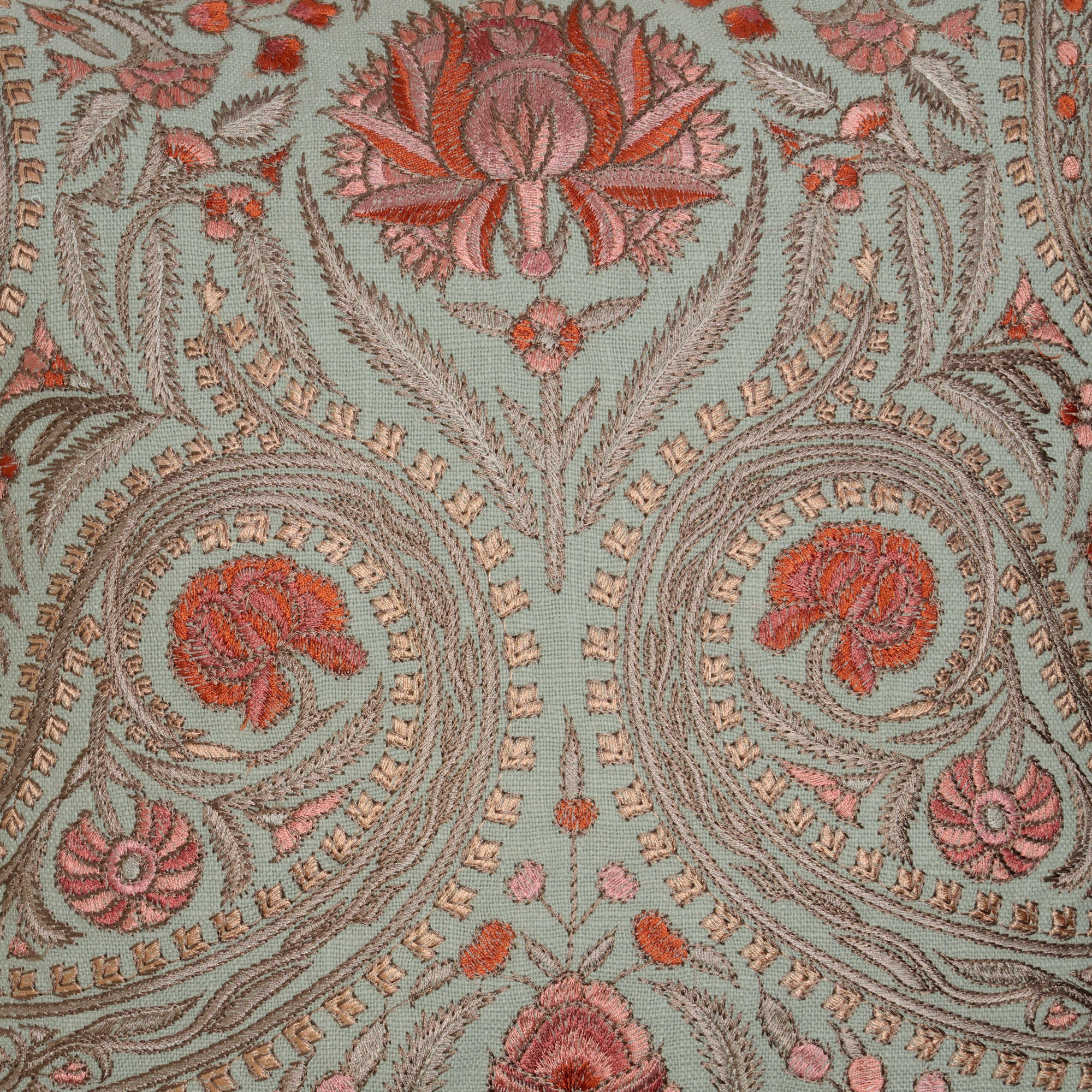 Housse de coussin MIRCEA celadon et rosé