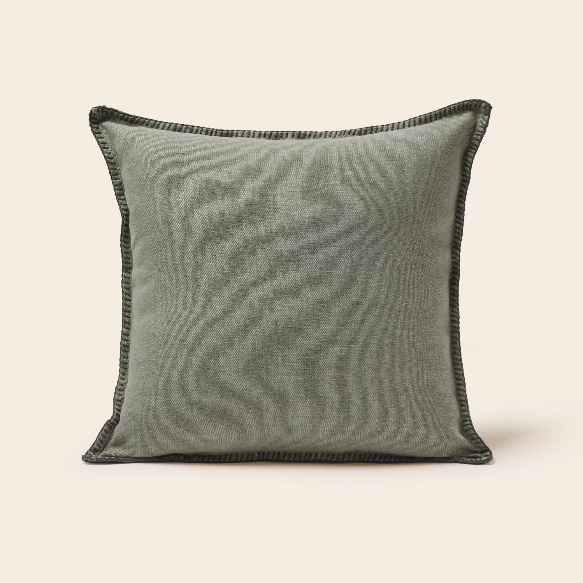 Housse de coussin NINO gris kaki et feston