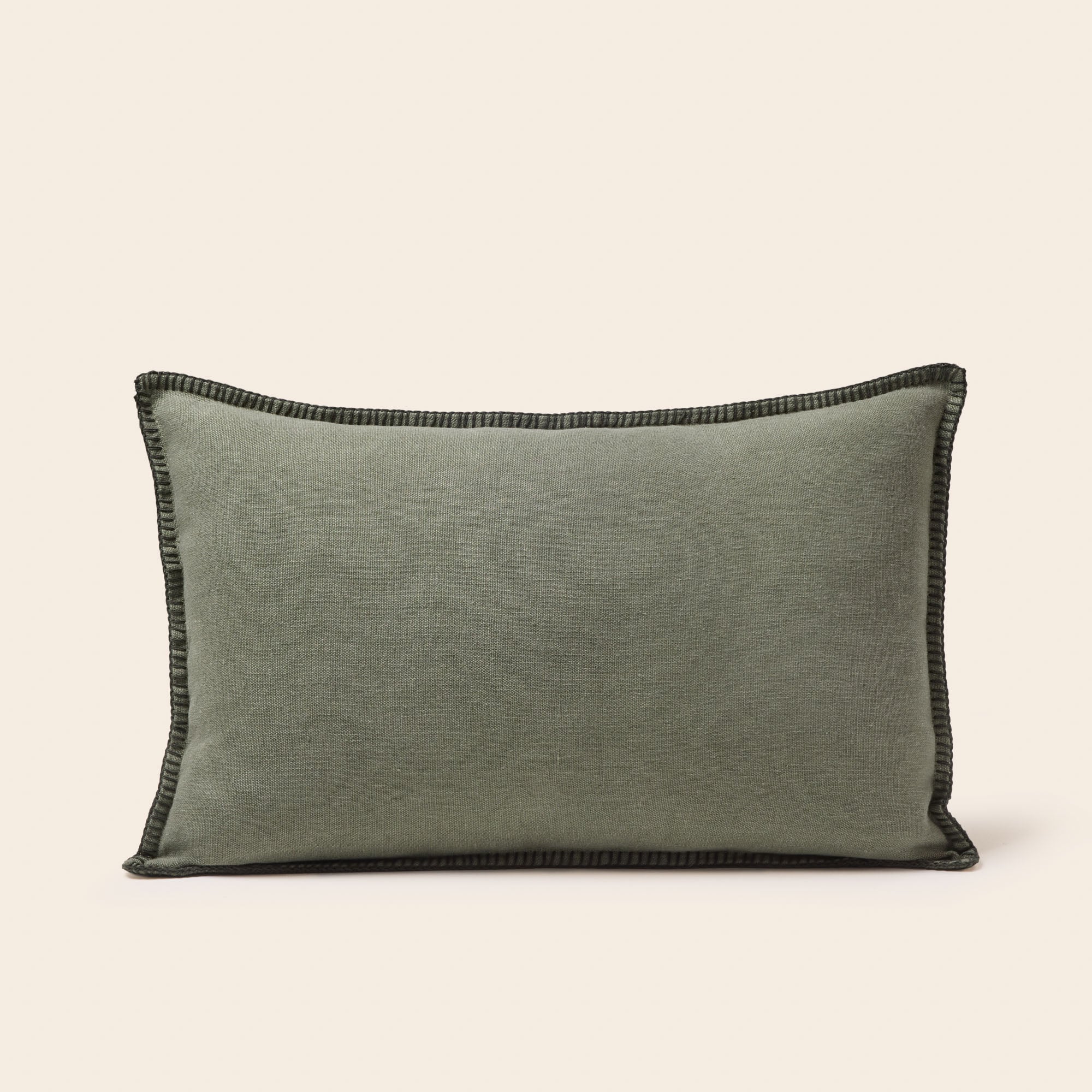 Housse de coussin NINO gris kaki et feston