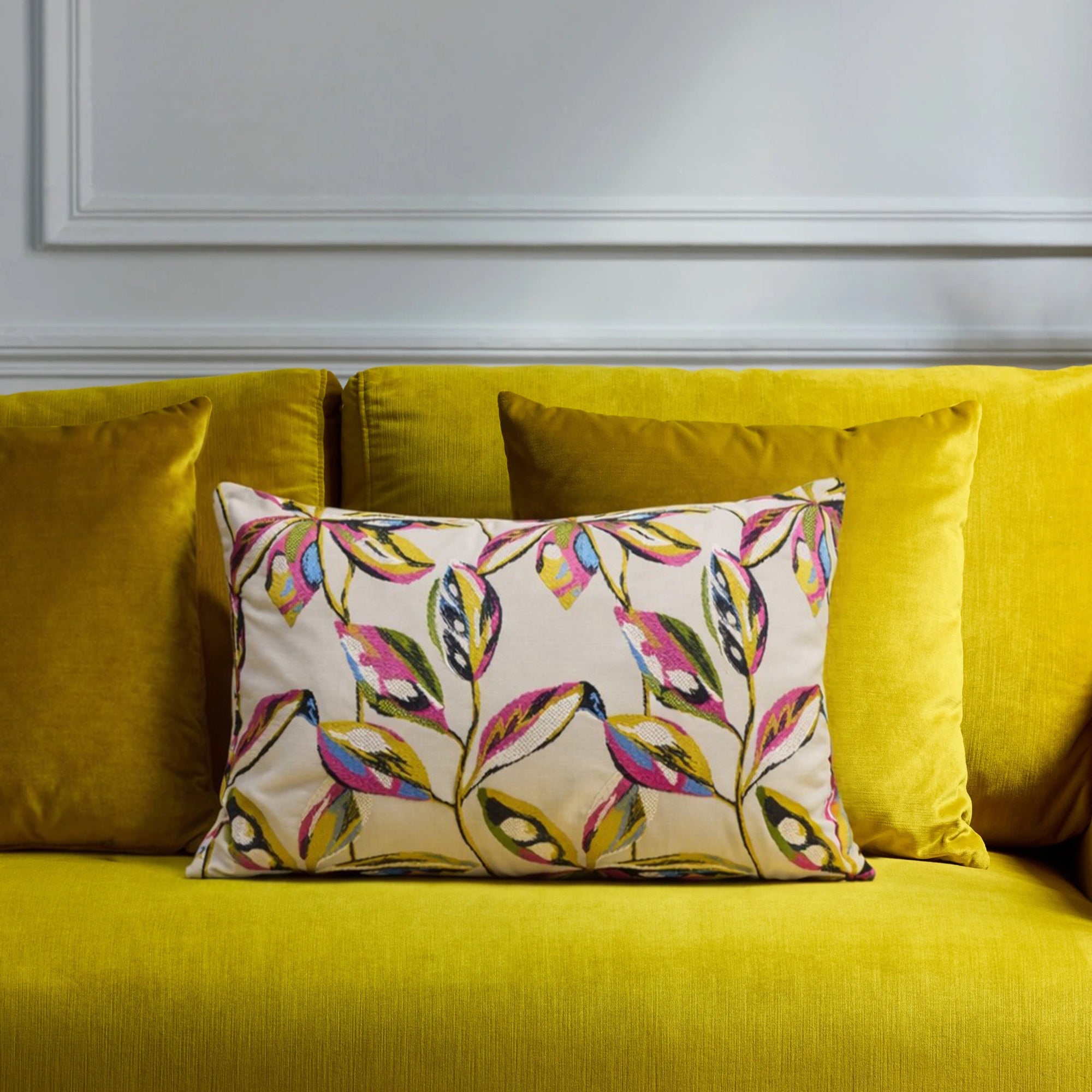 Housse de coussin RAMHA calcaire et multicolore