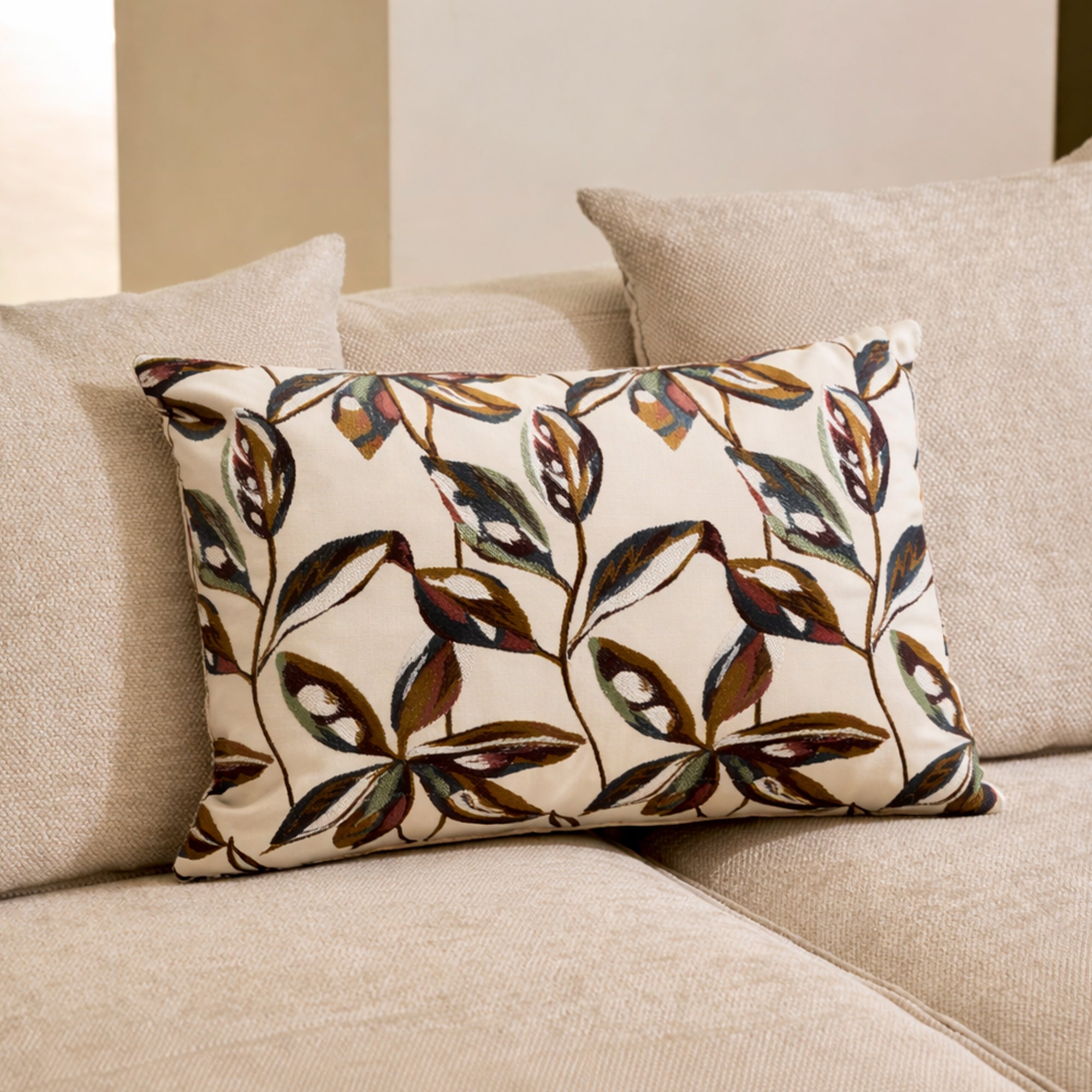 Housse de coussin RAMHA ivoire et multicolore