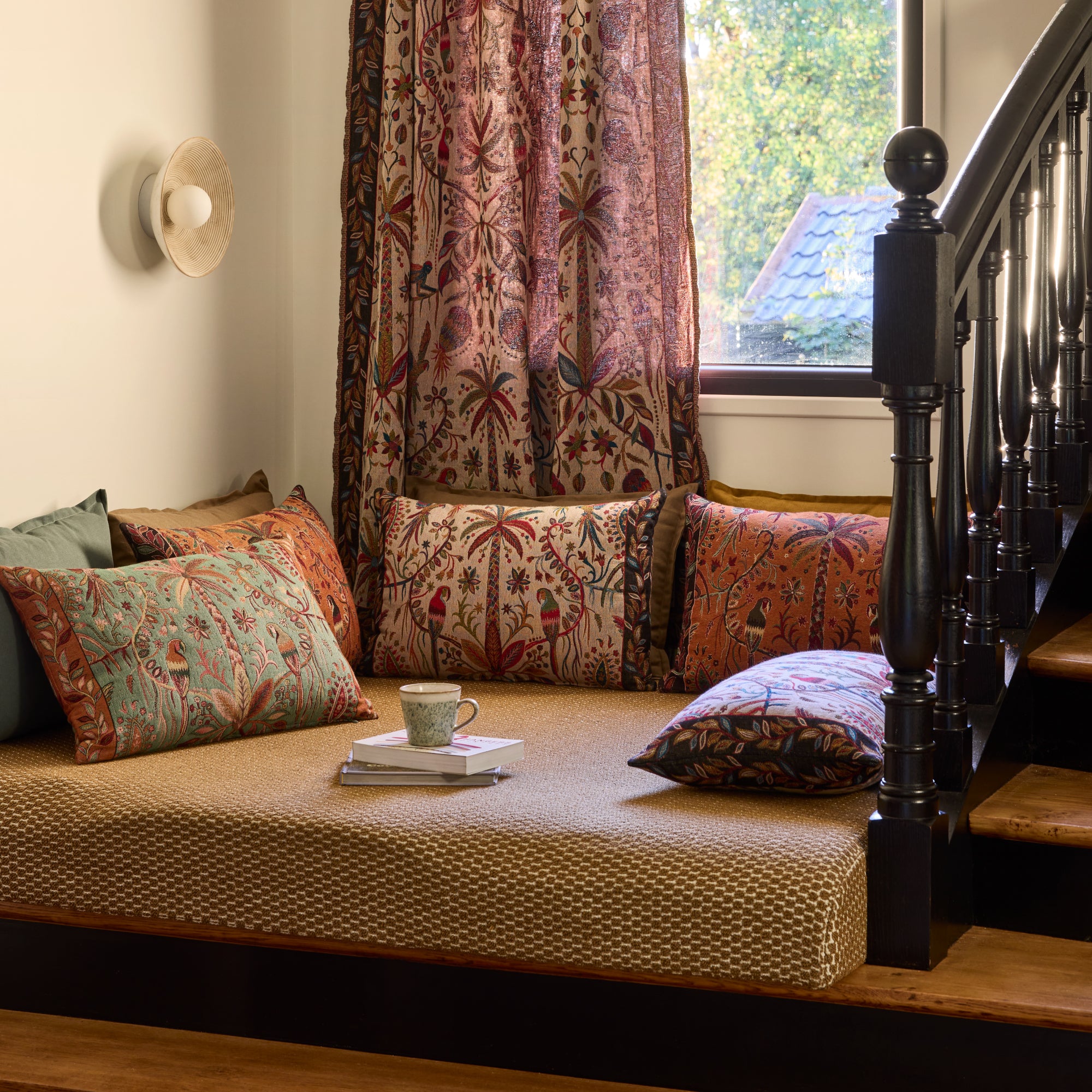 Housse de coussin SUNDARI ivoire et multicolore